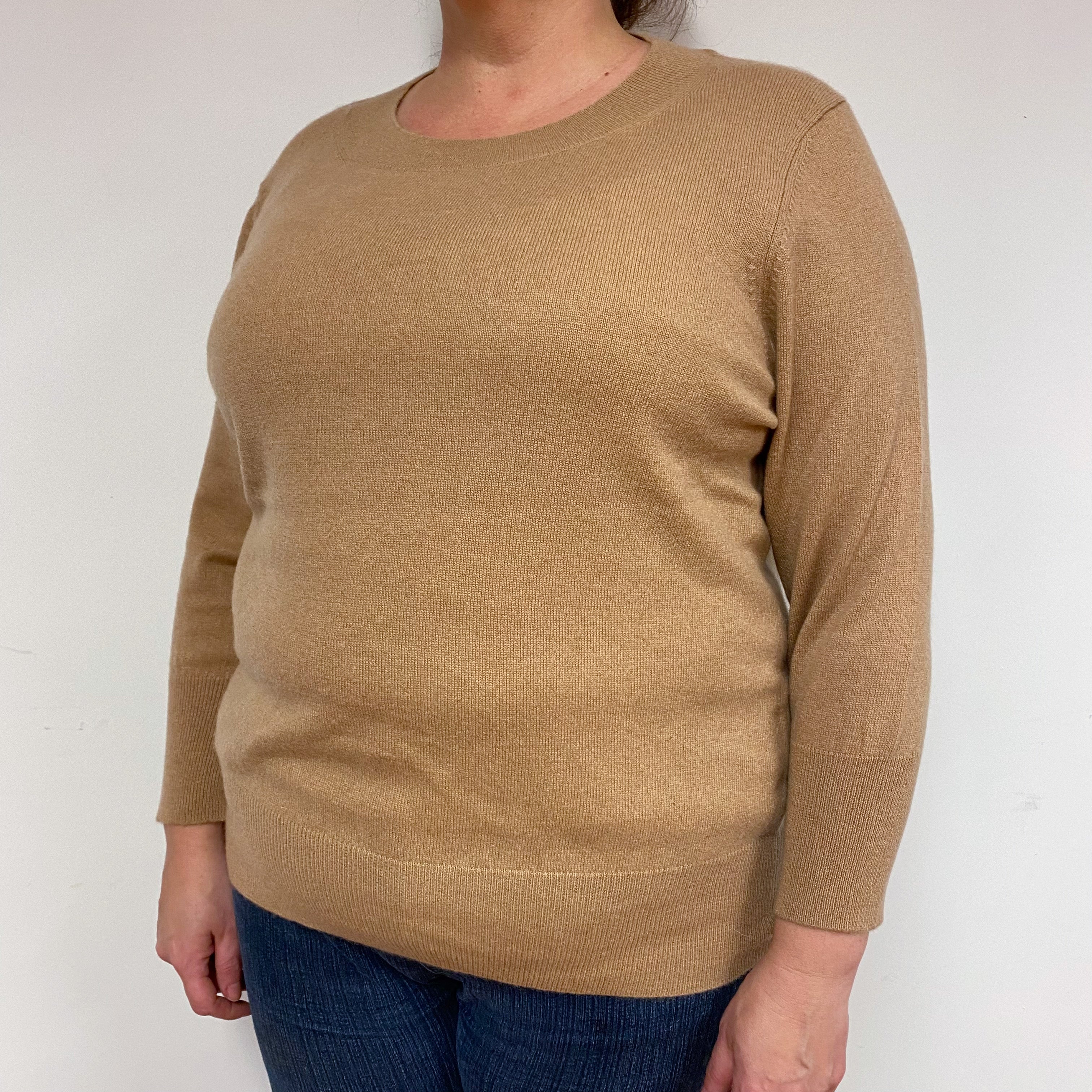 Caramel Brown Cashmere Crew Neck Jumper Extra Large
