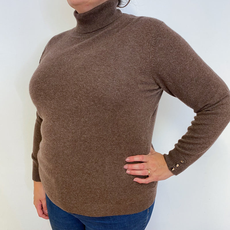 Mocha Brown Cashmere Polo Neck Jumper