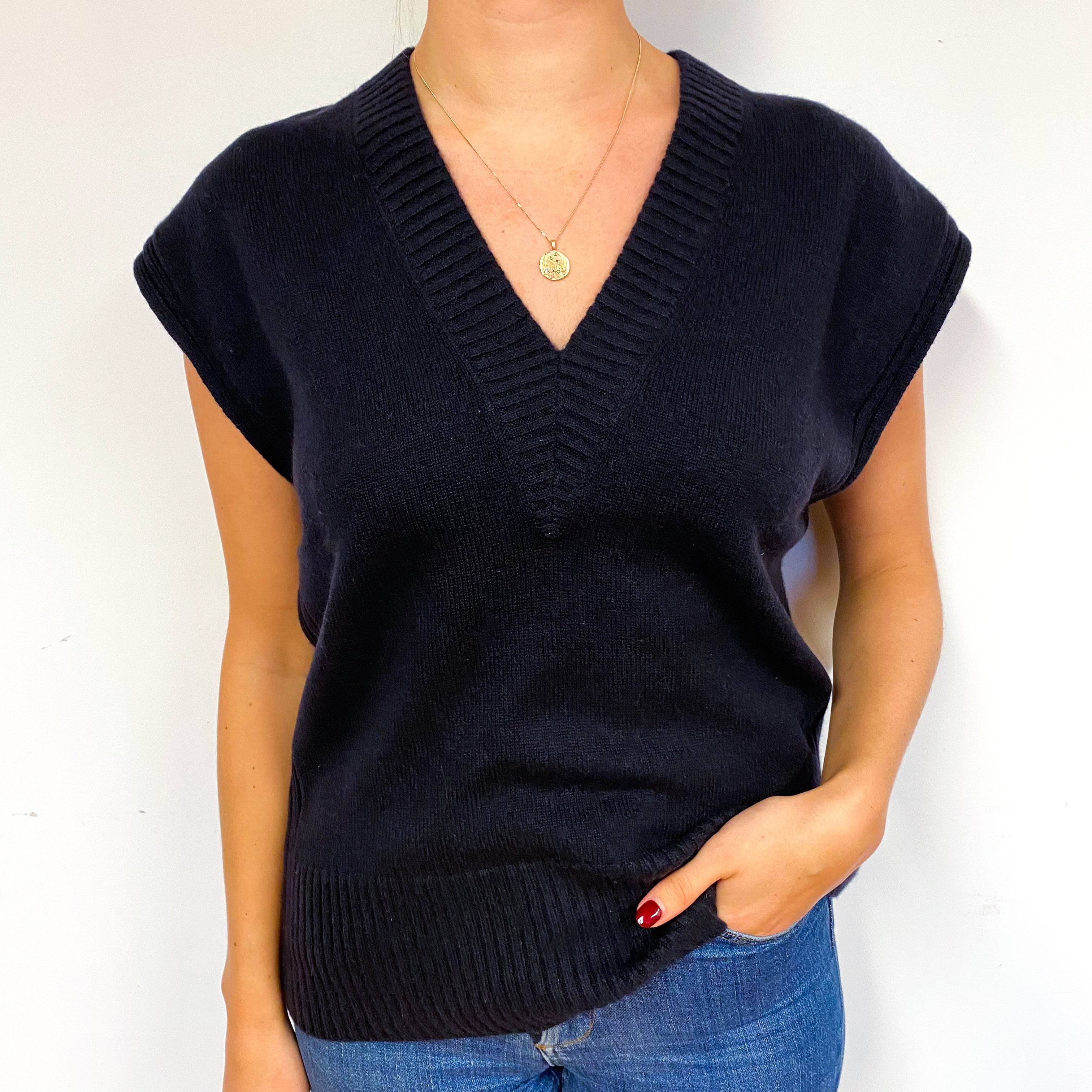 Cos Dark Navy Cashmere Sleeveless Jumper Small