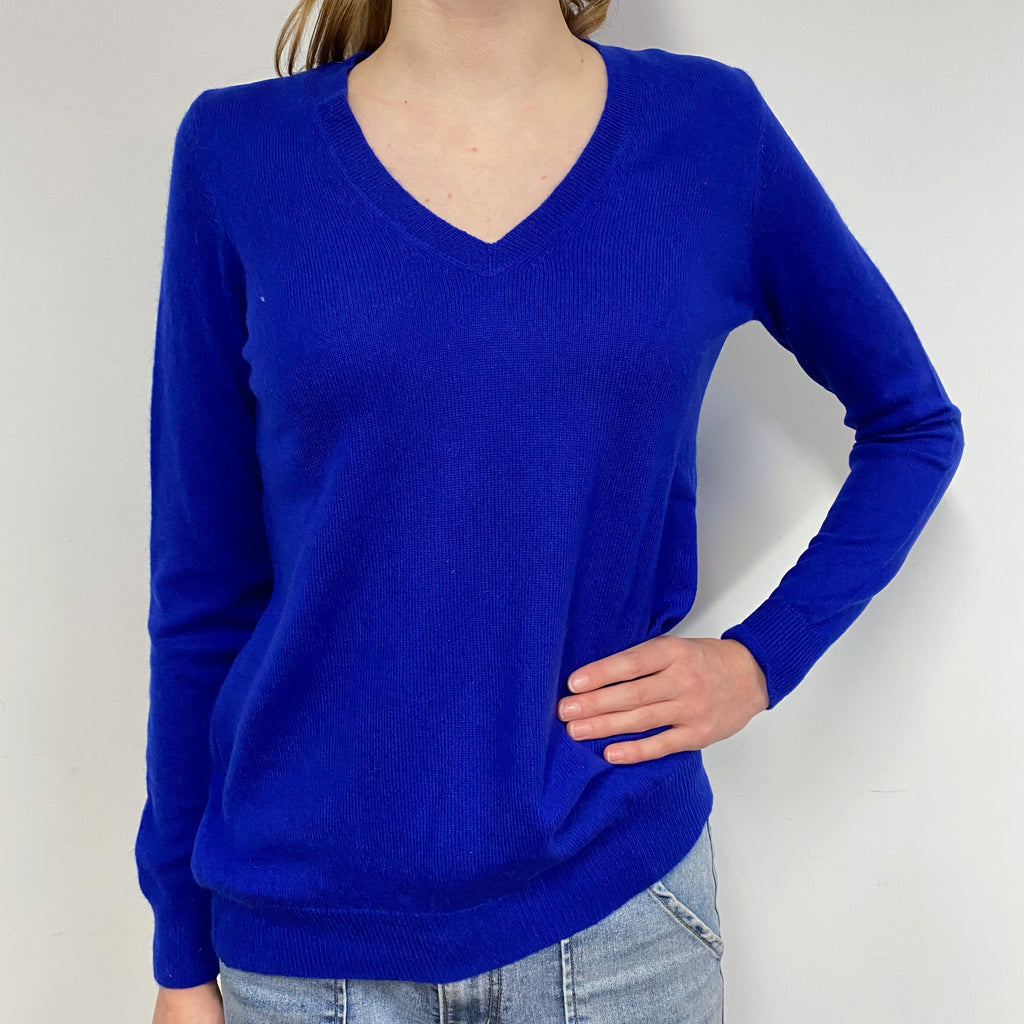 Indigo Blue Cashmere V-Neck Jumper