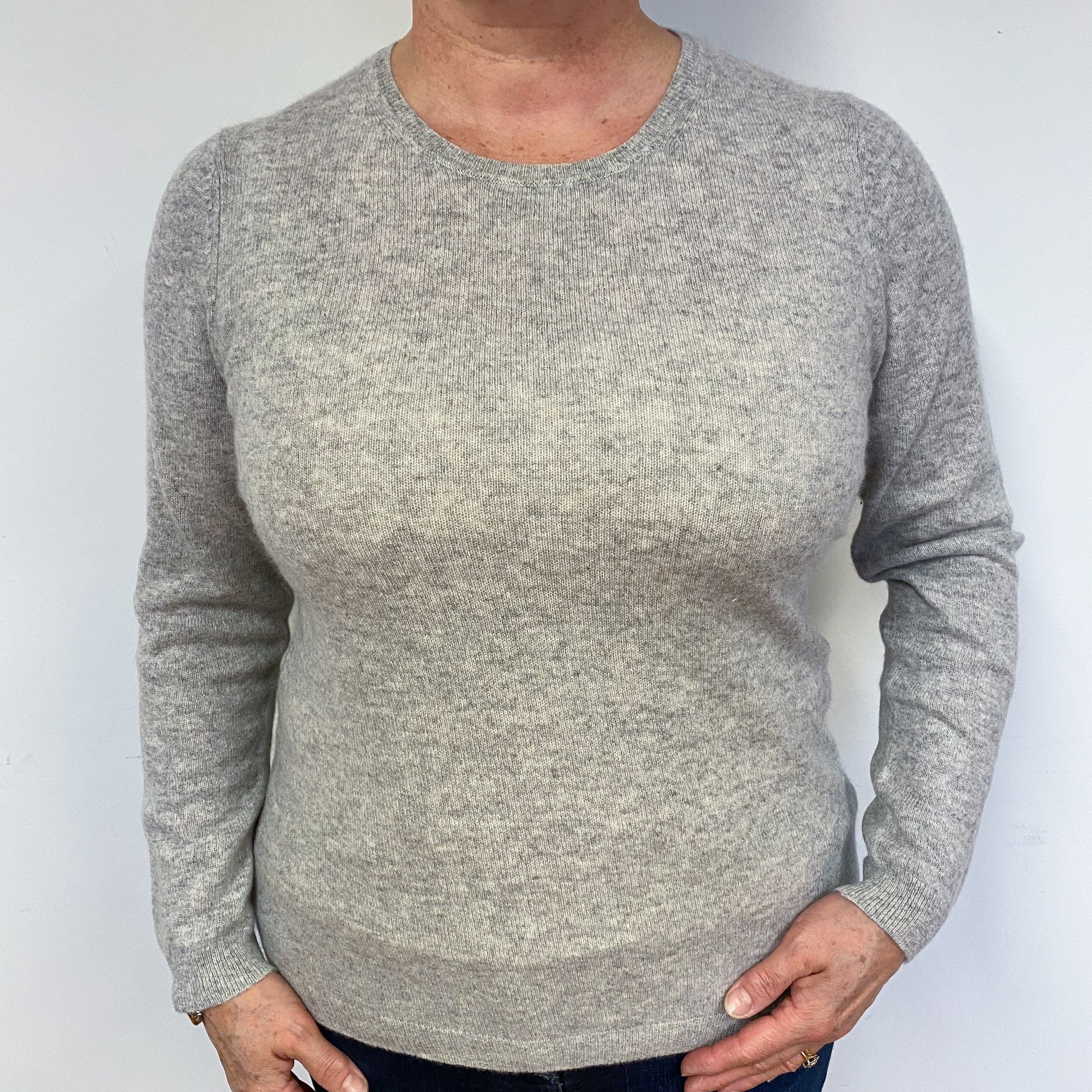 Smoke Grey Cashmere Crew Neck Jumper Large