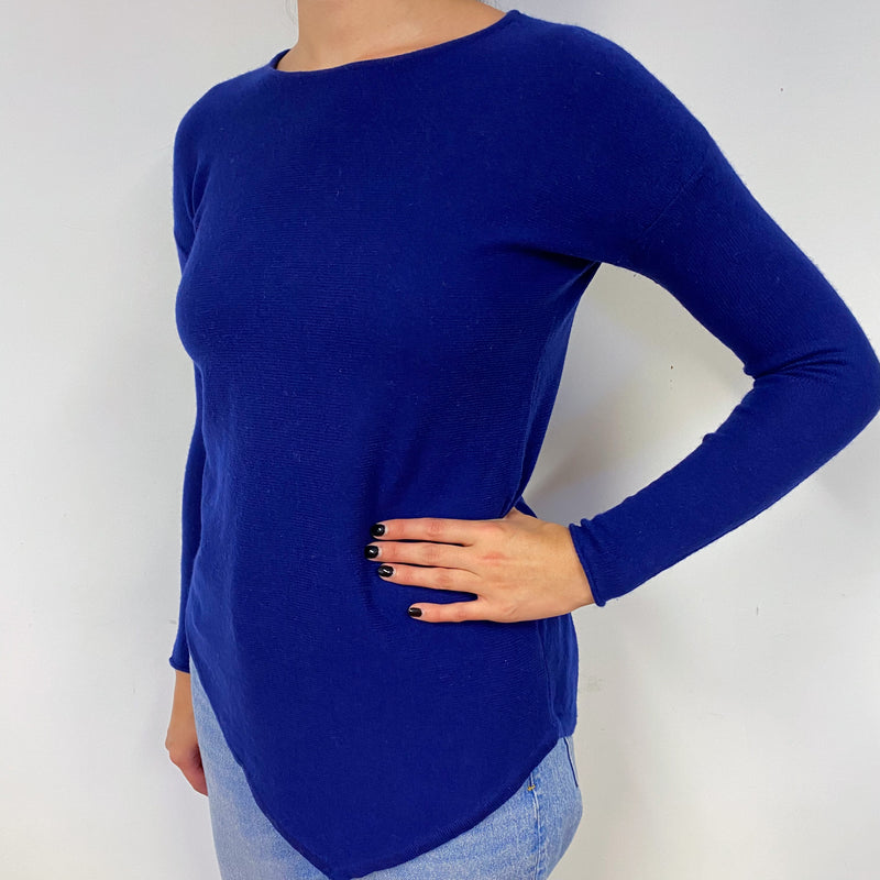 Midnight Blue Asymmetric Cashmere Crew Neck Jumper Small