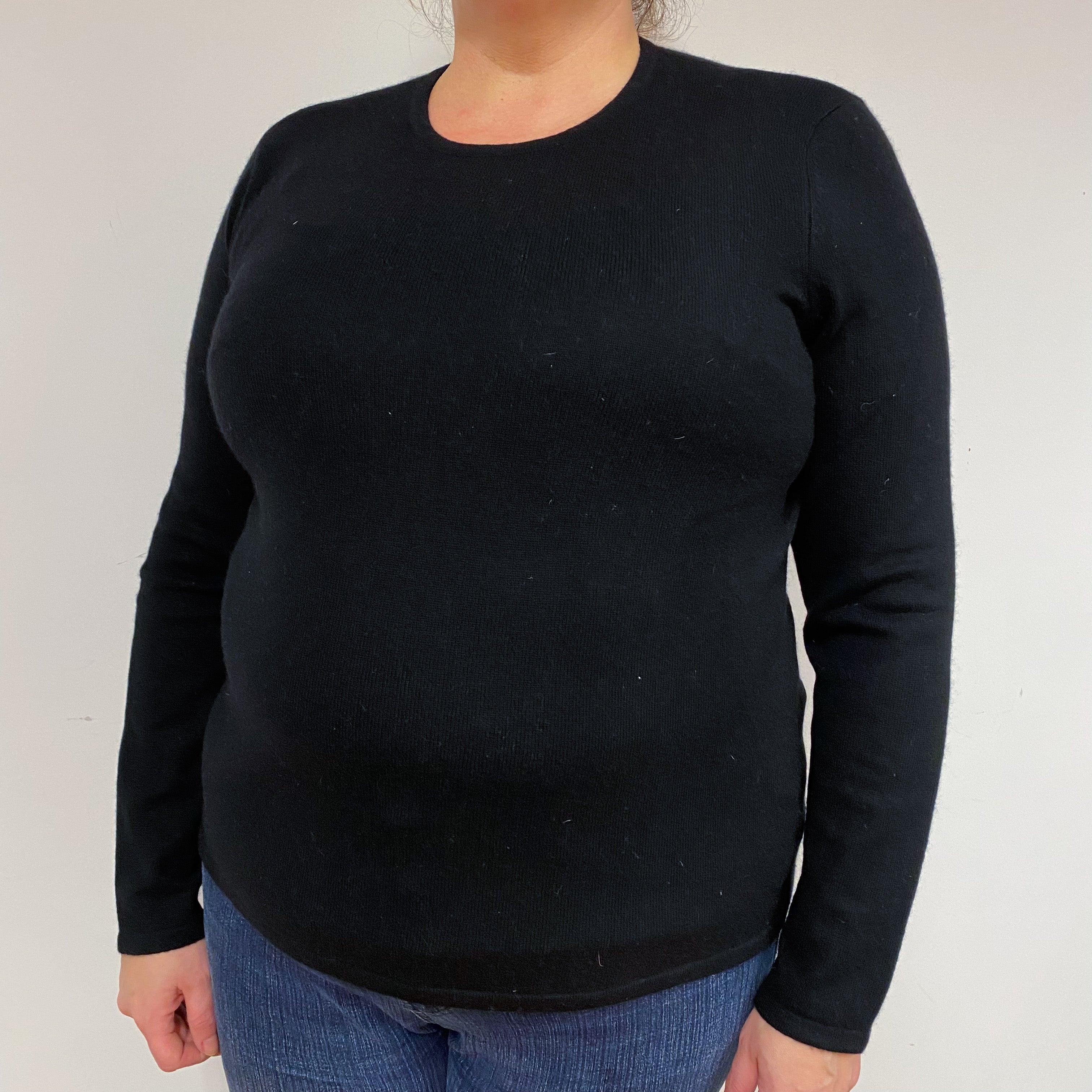 Black Cashmere Crew Neck Jumper Extra Large