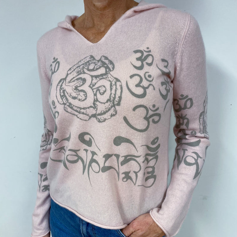 Ice Pink Graffiti Cashmere Hoodie Jumper Medium