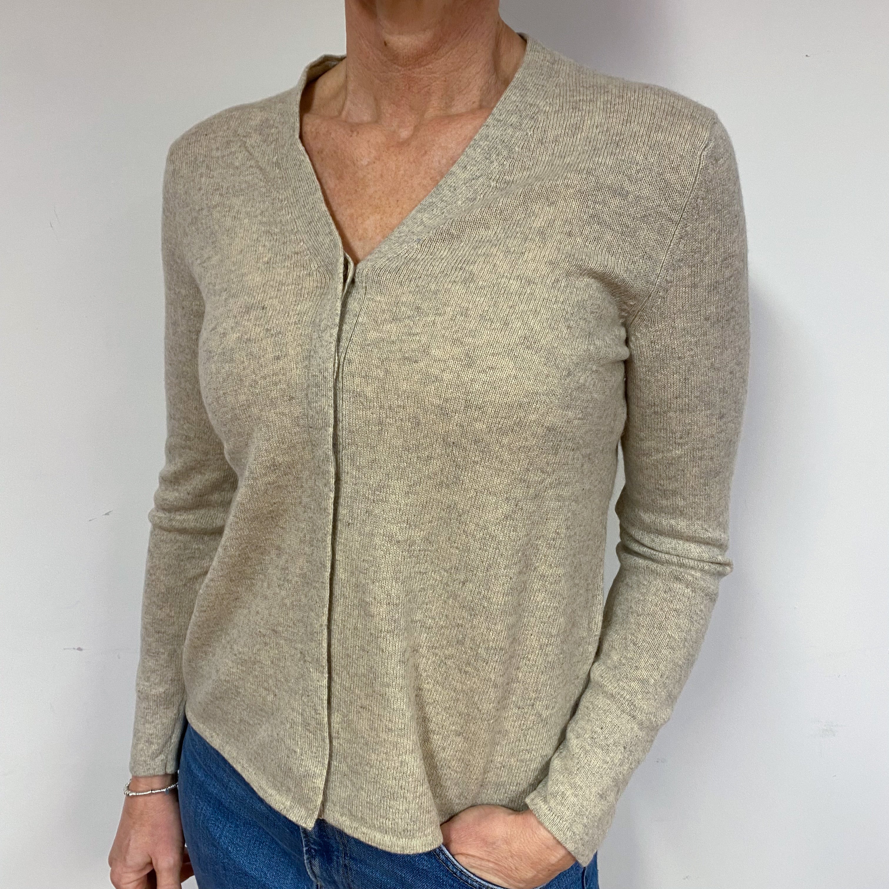Oatmeal Beige Cashmere Cardigan Medium