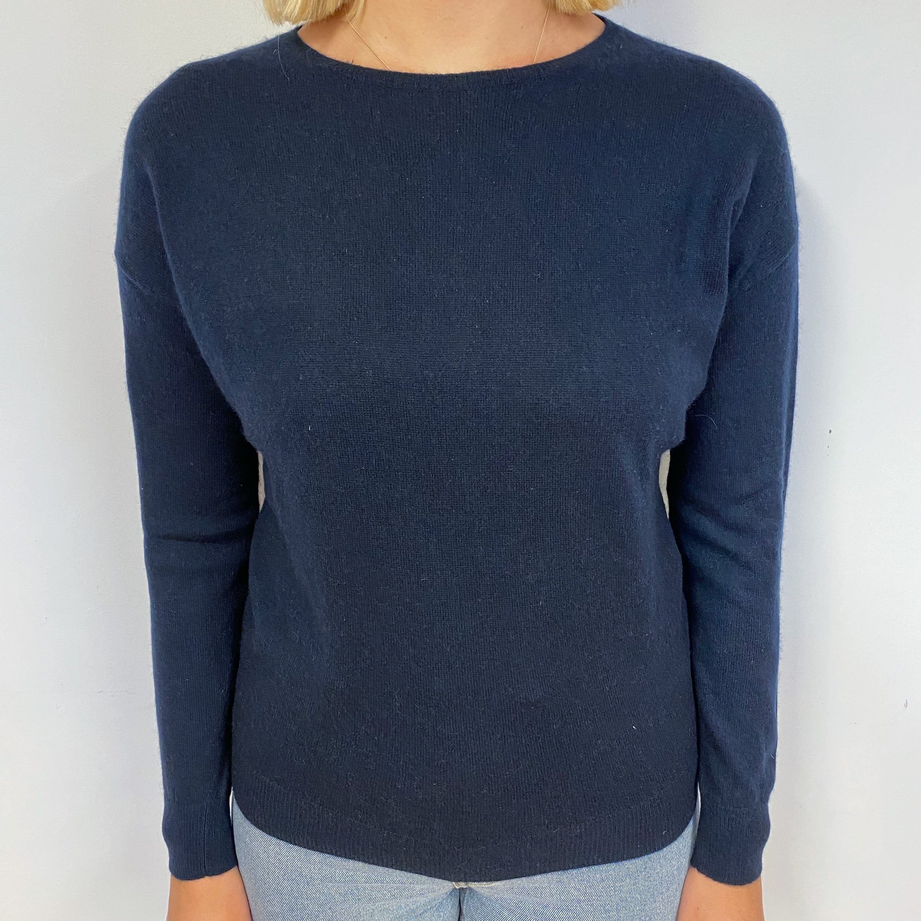 Navy Blue Cashmere Crew Neck Jumper Small