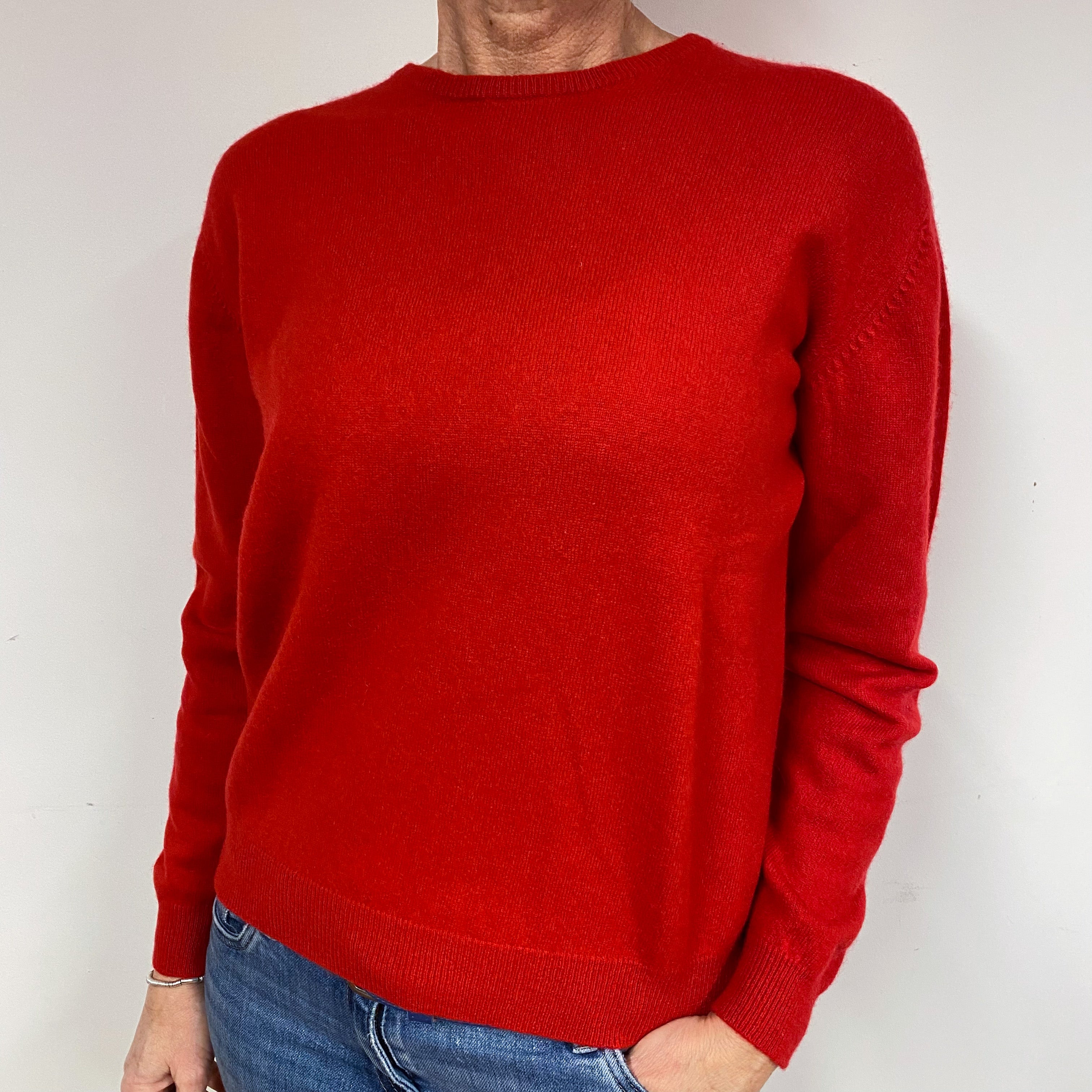 Post Box Red Cashmere Crew Neck Jumper Medium