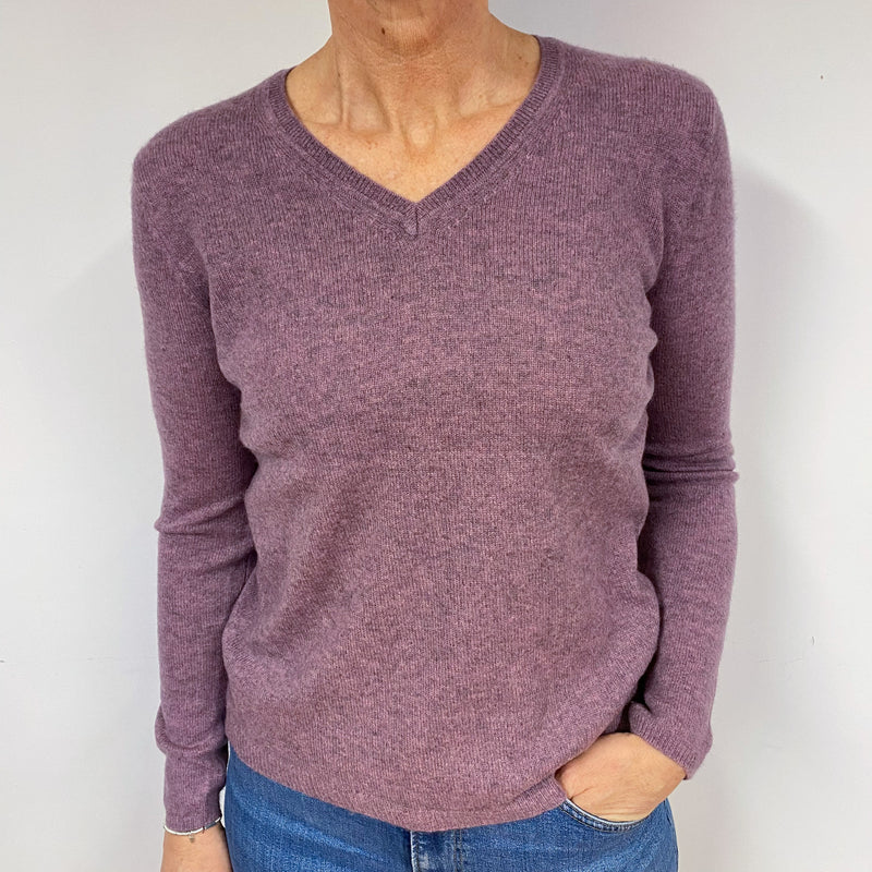 Heathers Purple Cashmere V-Neck Jumper Medium