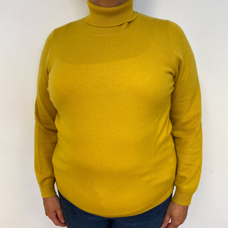 Mustard Yellow Polo Neck Cashmere Jumper