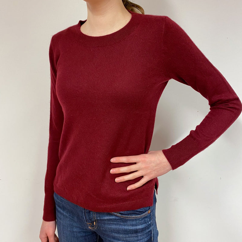 Wine Red Cashmere Crew Neck Jumper Extra Small