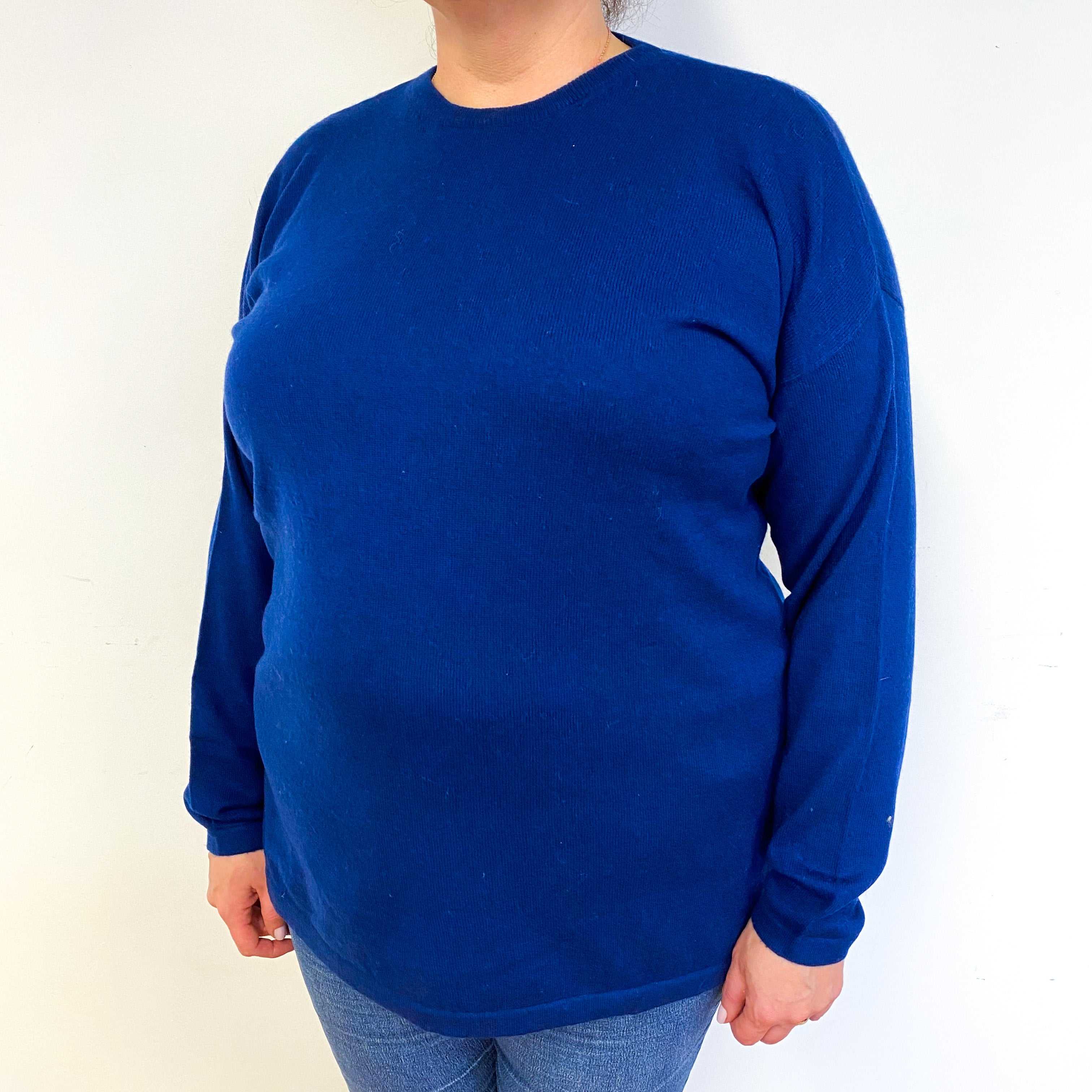 Midnight Blue Cashmere Crew Neck Jumper Extra Large
