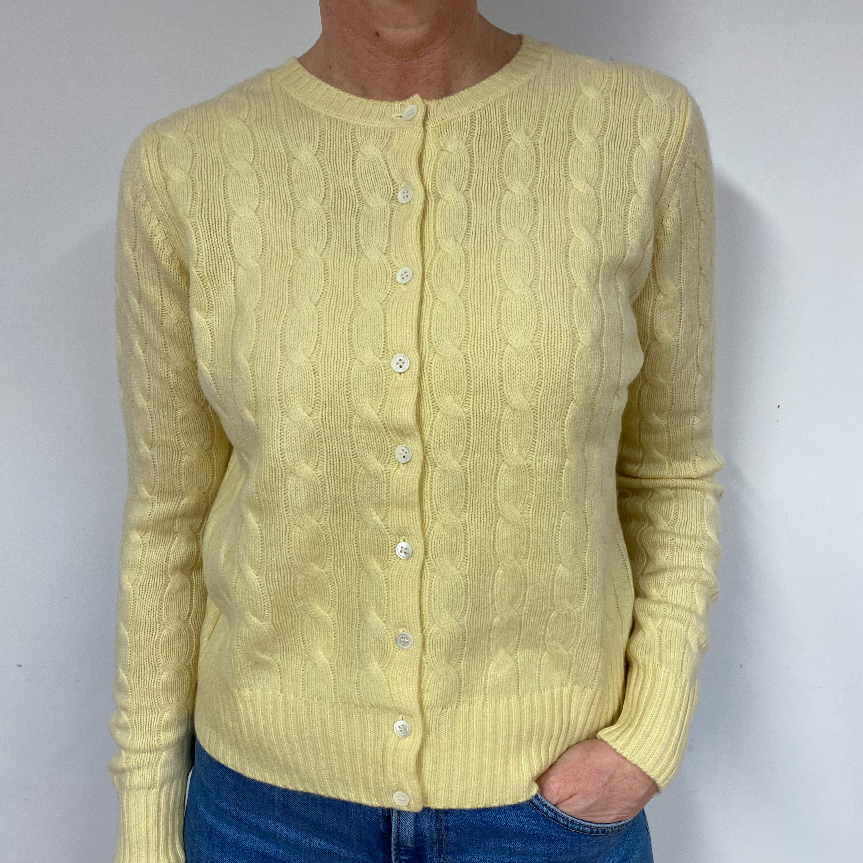Primrose Yellow Cashmere Cardigan Medium
