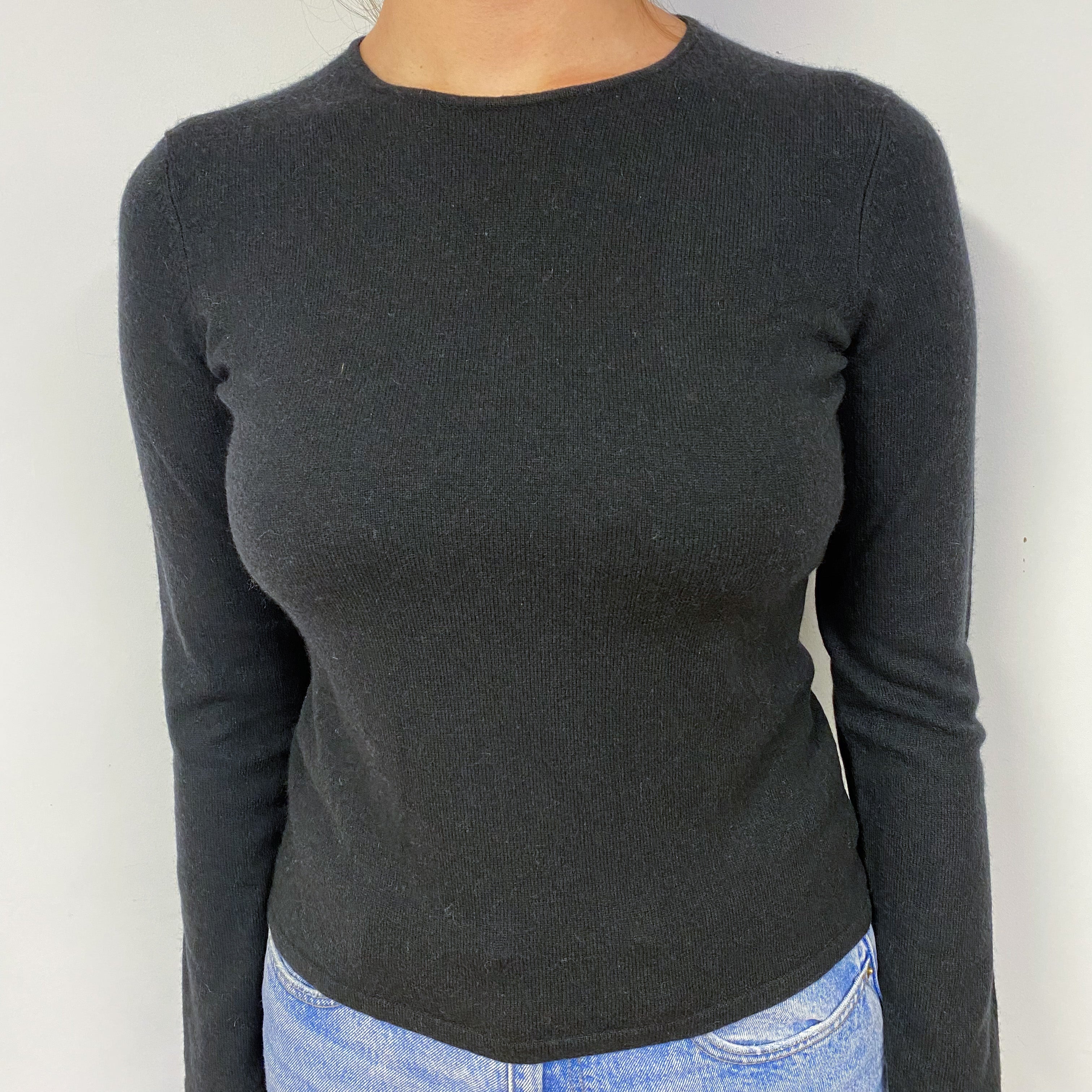 Black Cashmere Crew Neck Jumper Small