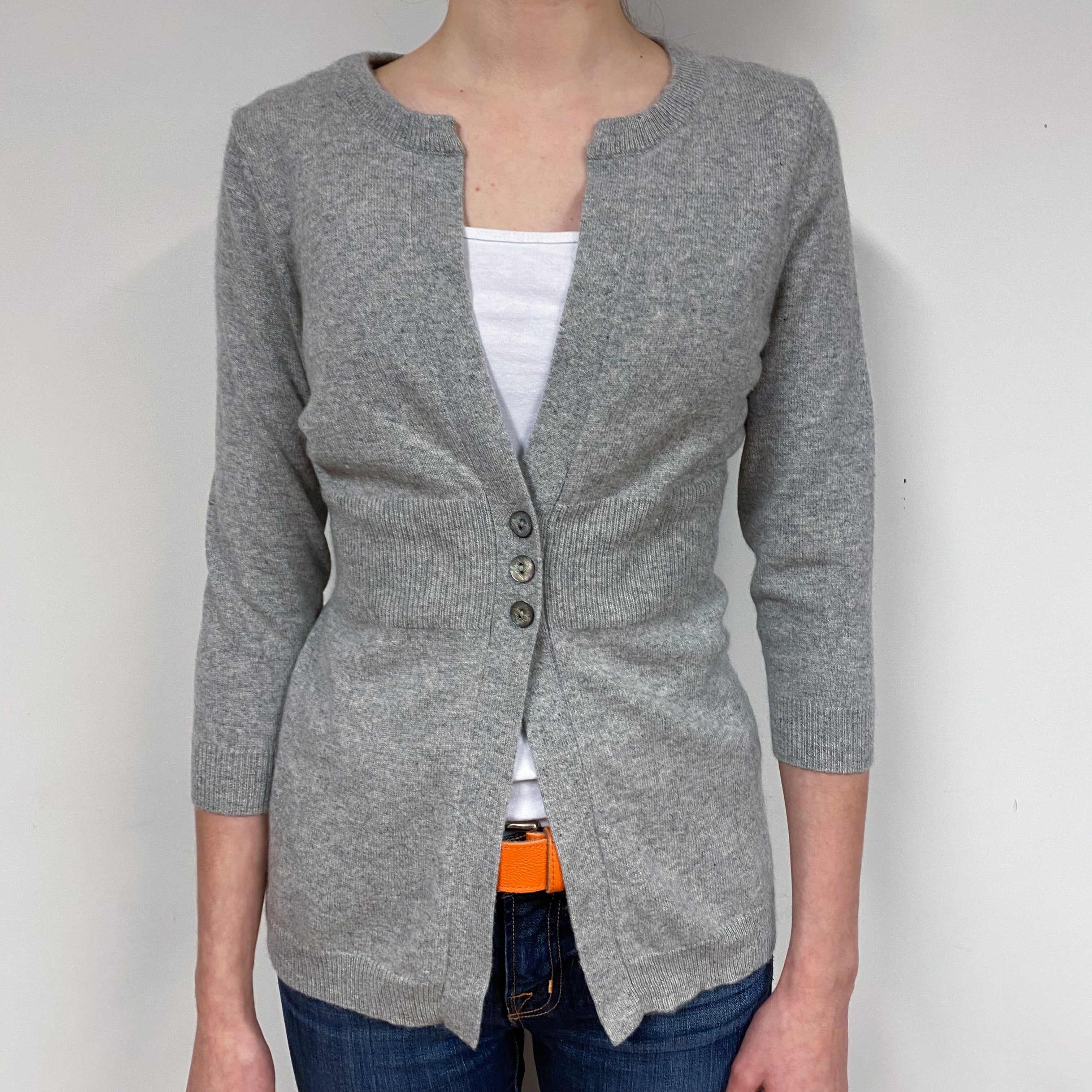 Smoke Grey Longline Cashmere Cardigan Extra Small