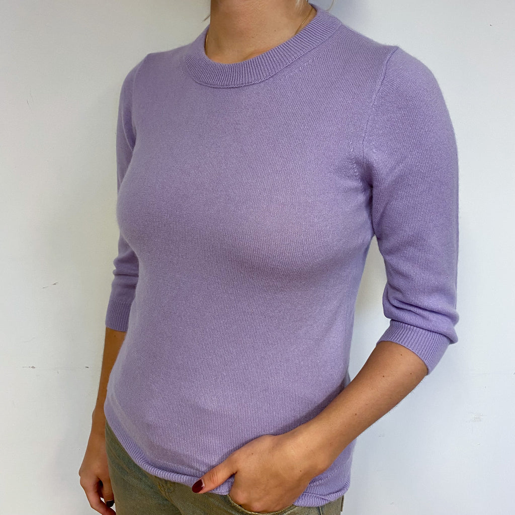 Lilac Cashmere Crew Neck Jumper Small