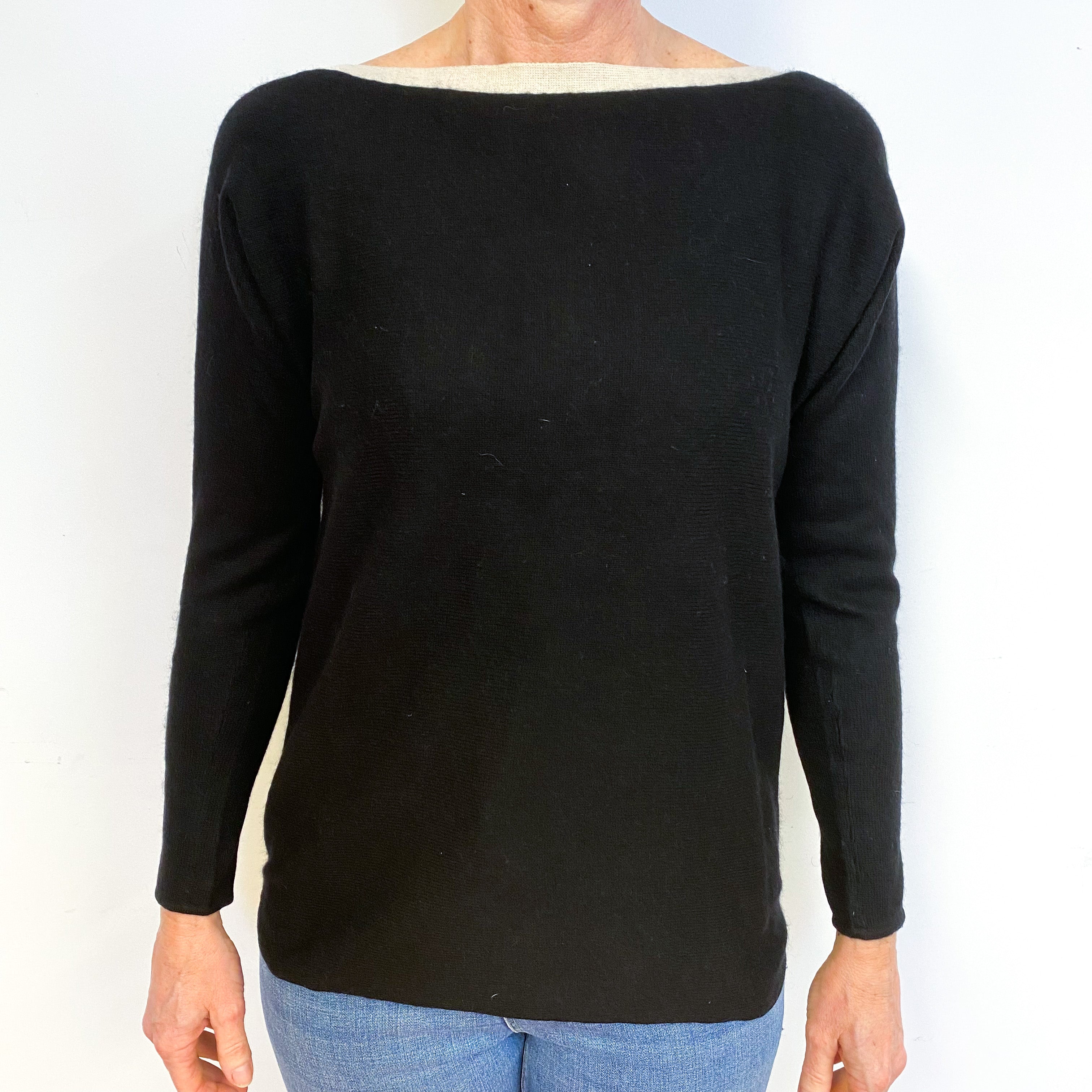 Black Cashmere Crew Neck Jumper Medium