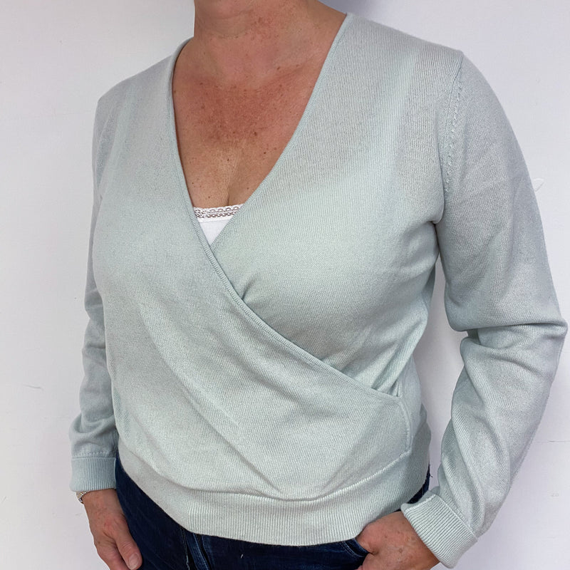Everlane Mint Blue Cashmere V-Neck Jumper Large