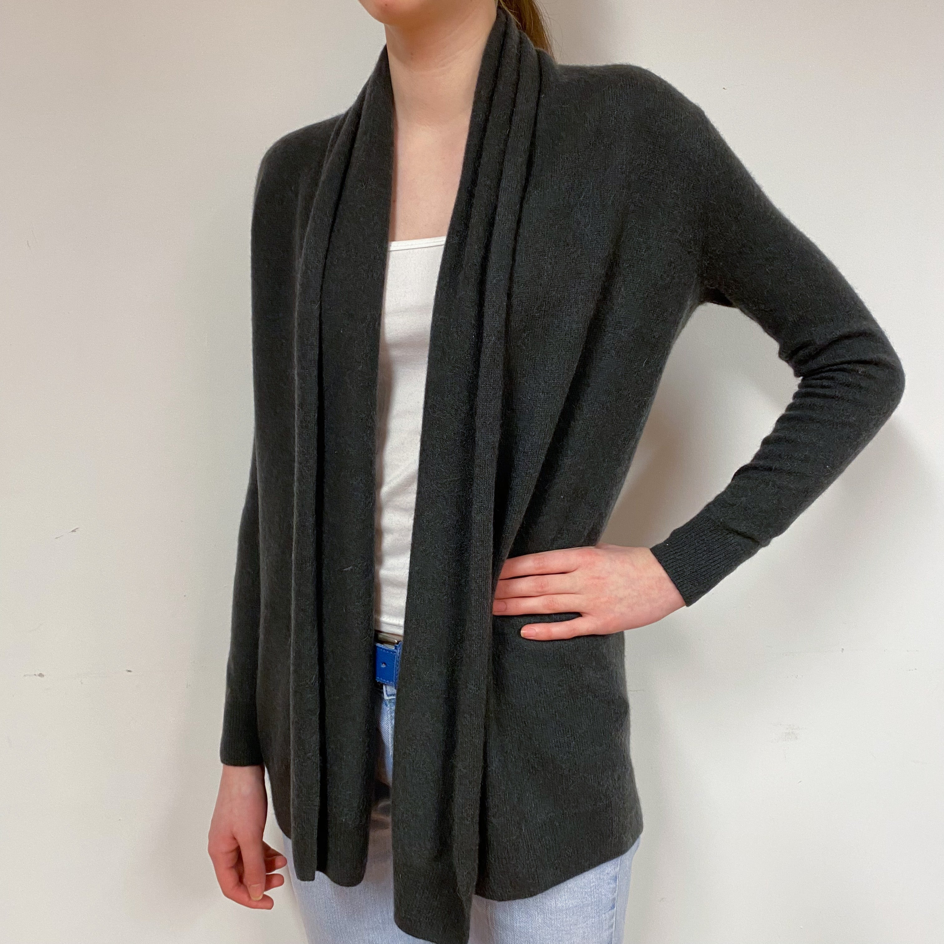 Peppercorn Brown Cashmere Edge to Edge Cardigan Extra Small