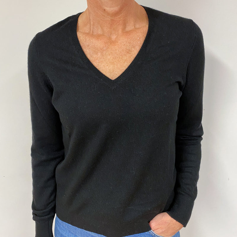 Black Cashmere V-Neck Jumper Medium