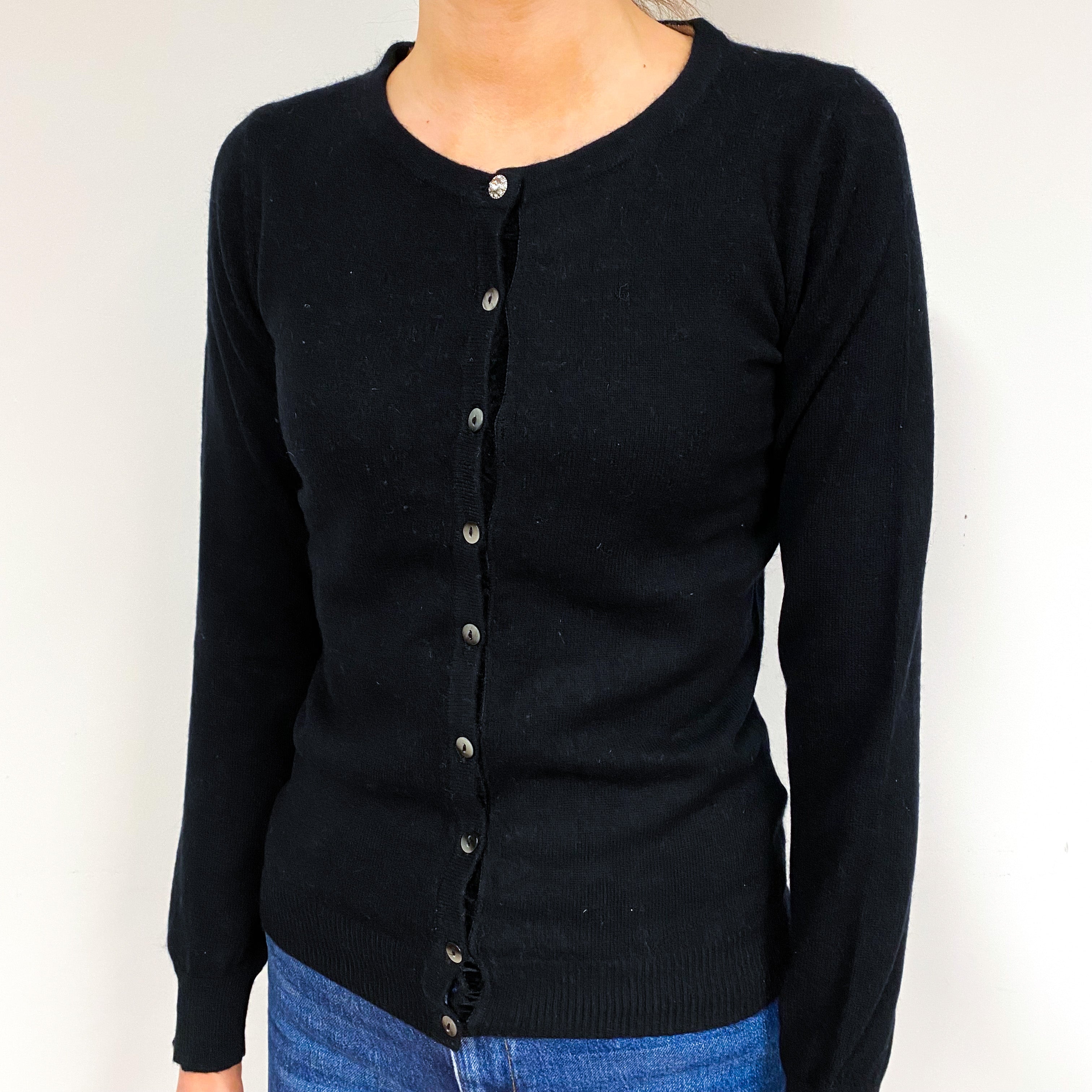 Black Cashmere Crew Neck Cardigan Extra Small