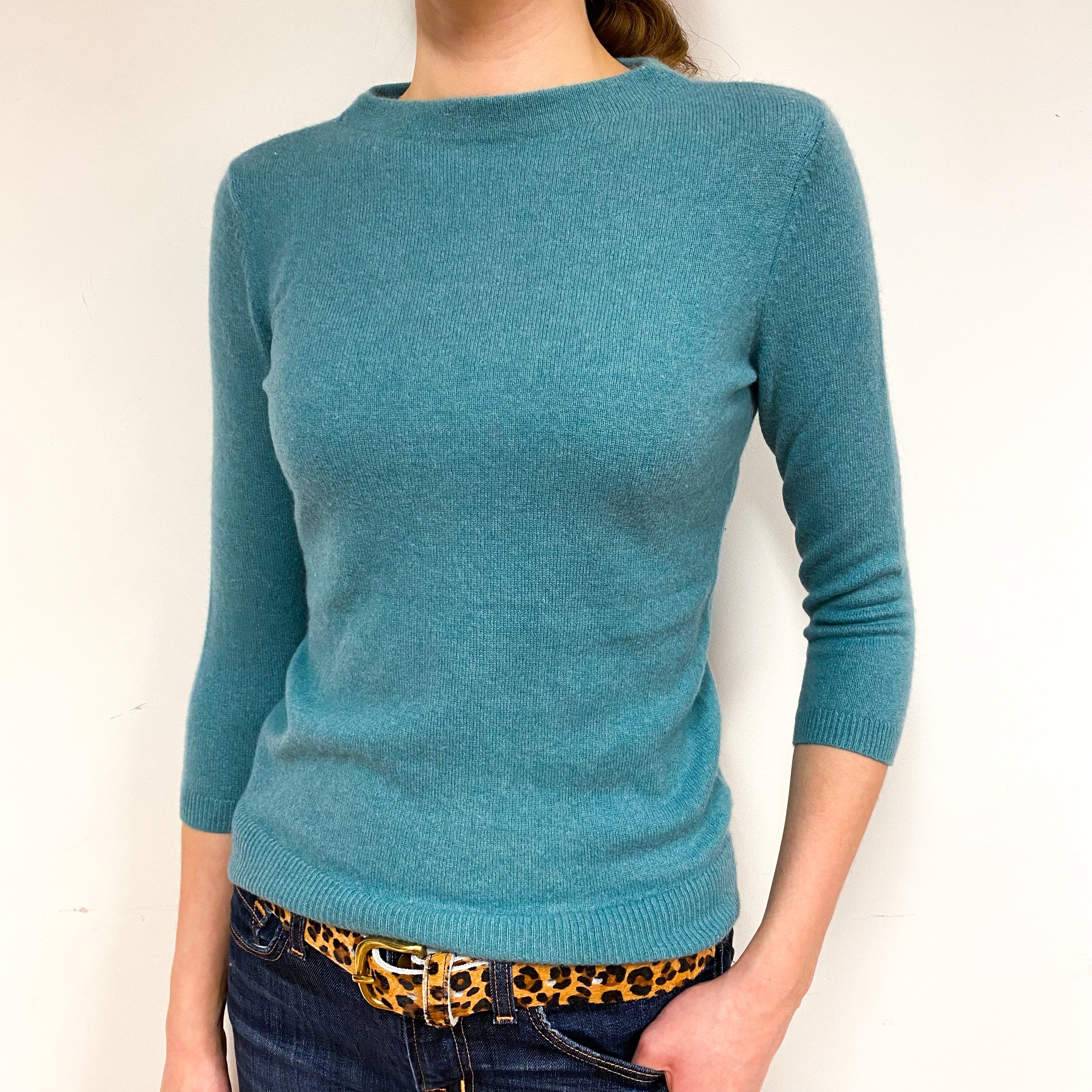 Sea Green Cashmere Crew Neck Jumper Extra Small