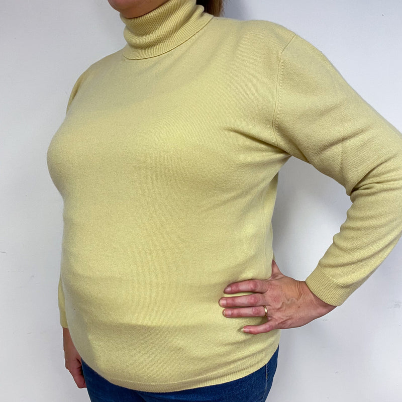 Custard Yellow Cashmere Polo Neck Jumper Extra Large