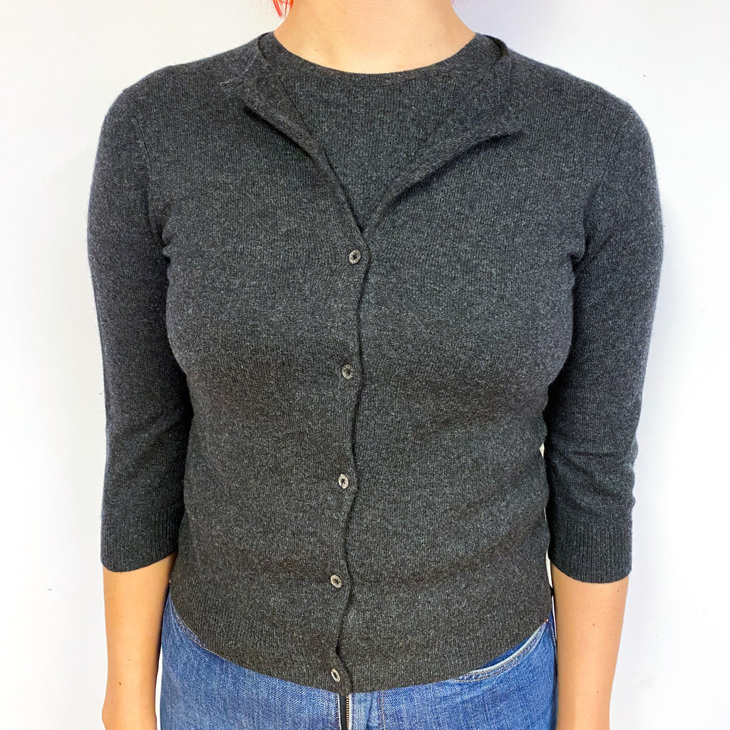 Ralph Lauren Charcoal Grey Cashmere Twin Set Cardigan Small