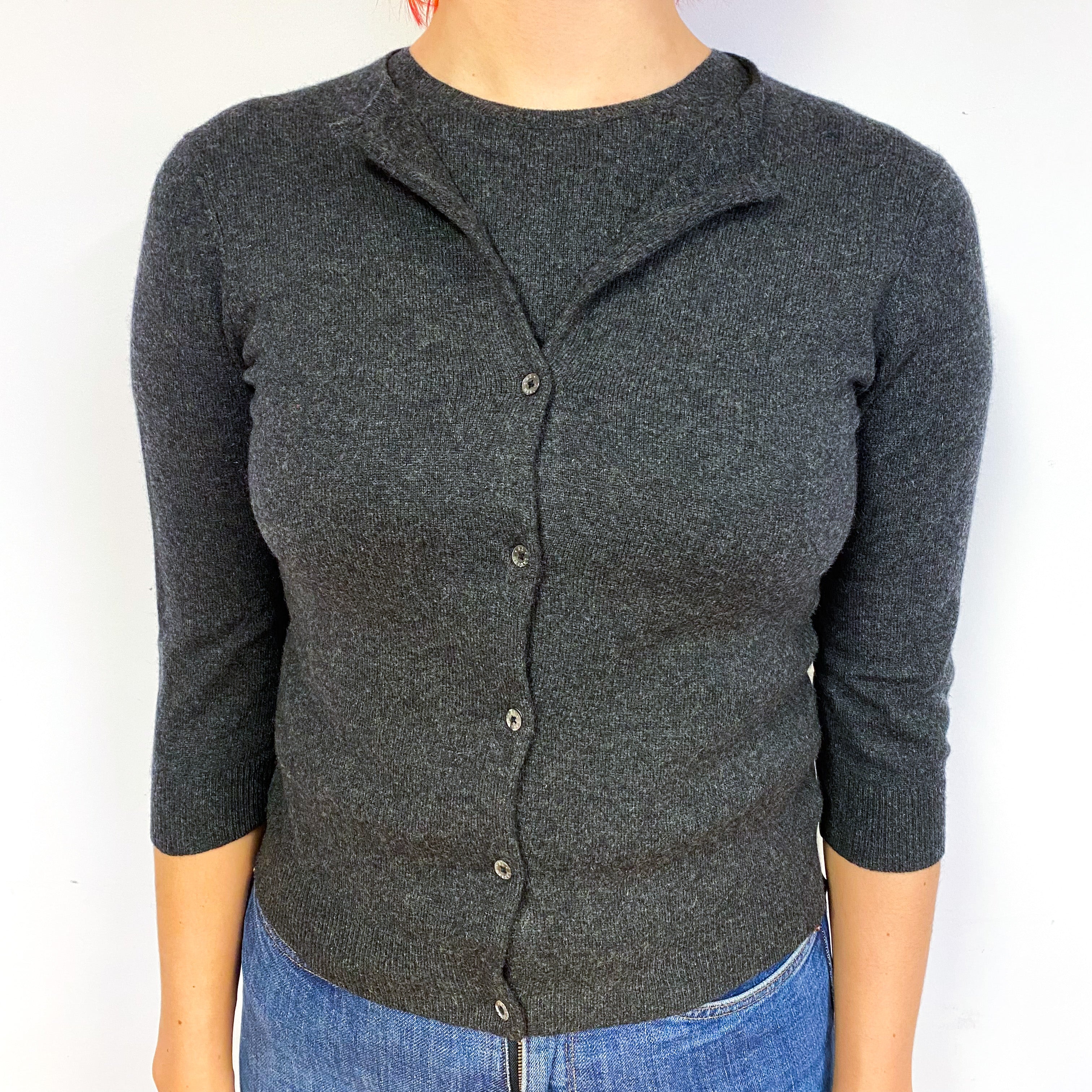 Ralph Lauren Charcoal Grey Cashmere Twin Set Cardigan Small