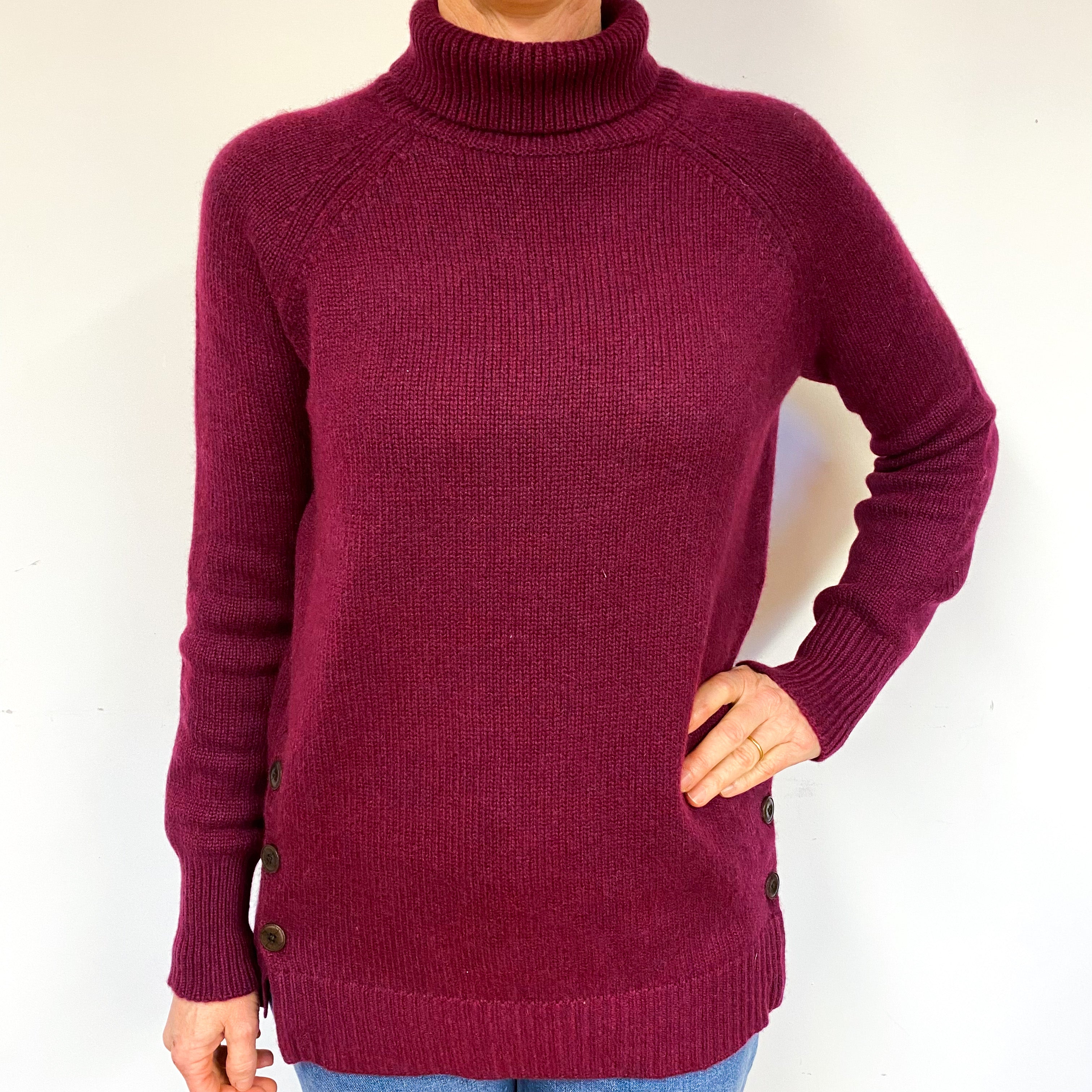 Mulberry Purple Cashmere Polo Neck Jumper Medium