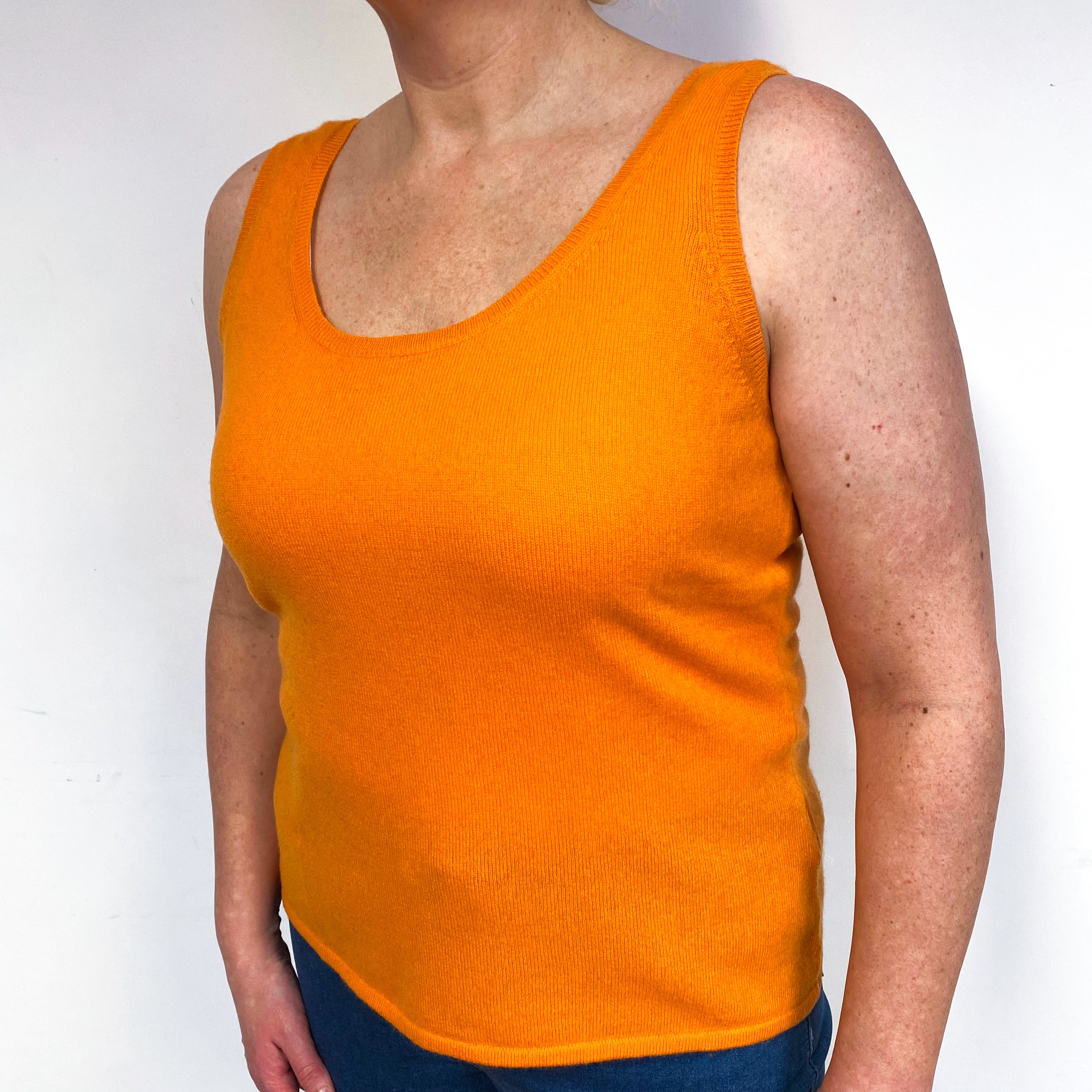 Pumpkin Orange Cashmere Scoop Neck Vest Large