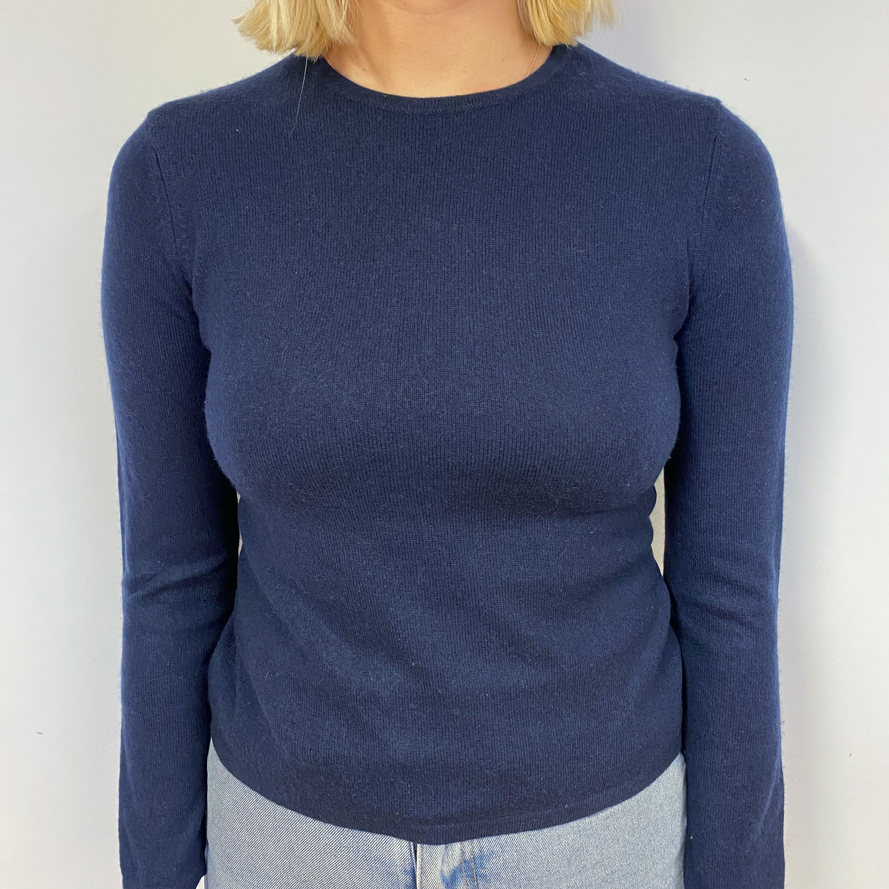 Navy Blue Cashmere Crew Neck Jumper Small