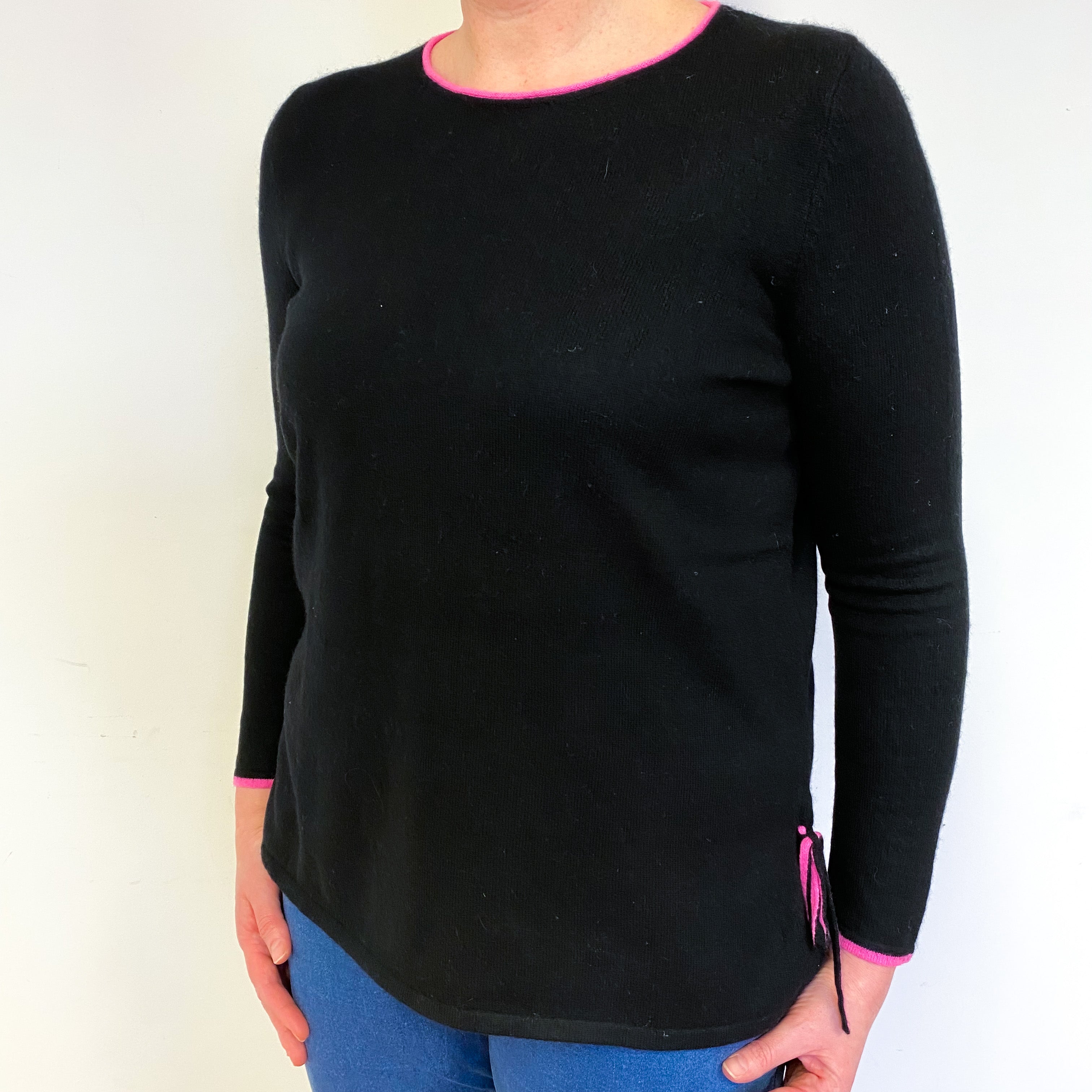 Black Cashmere Crew Neck Jumper Large