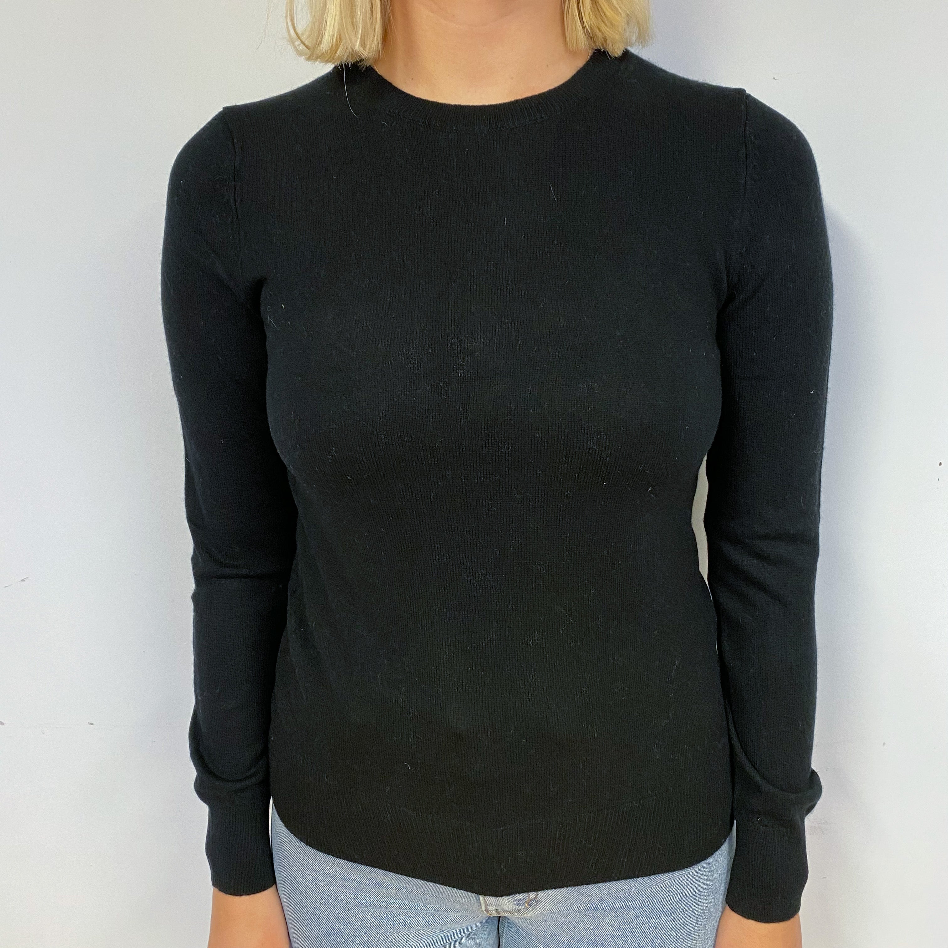 Black Cashmere Crew Neck Jumper Small