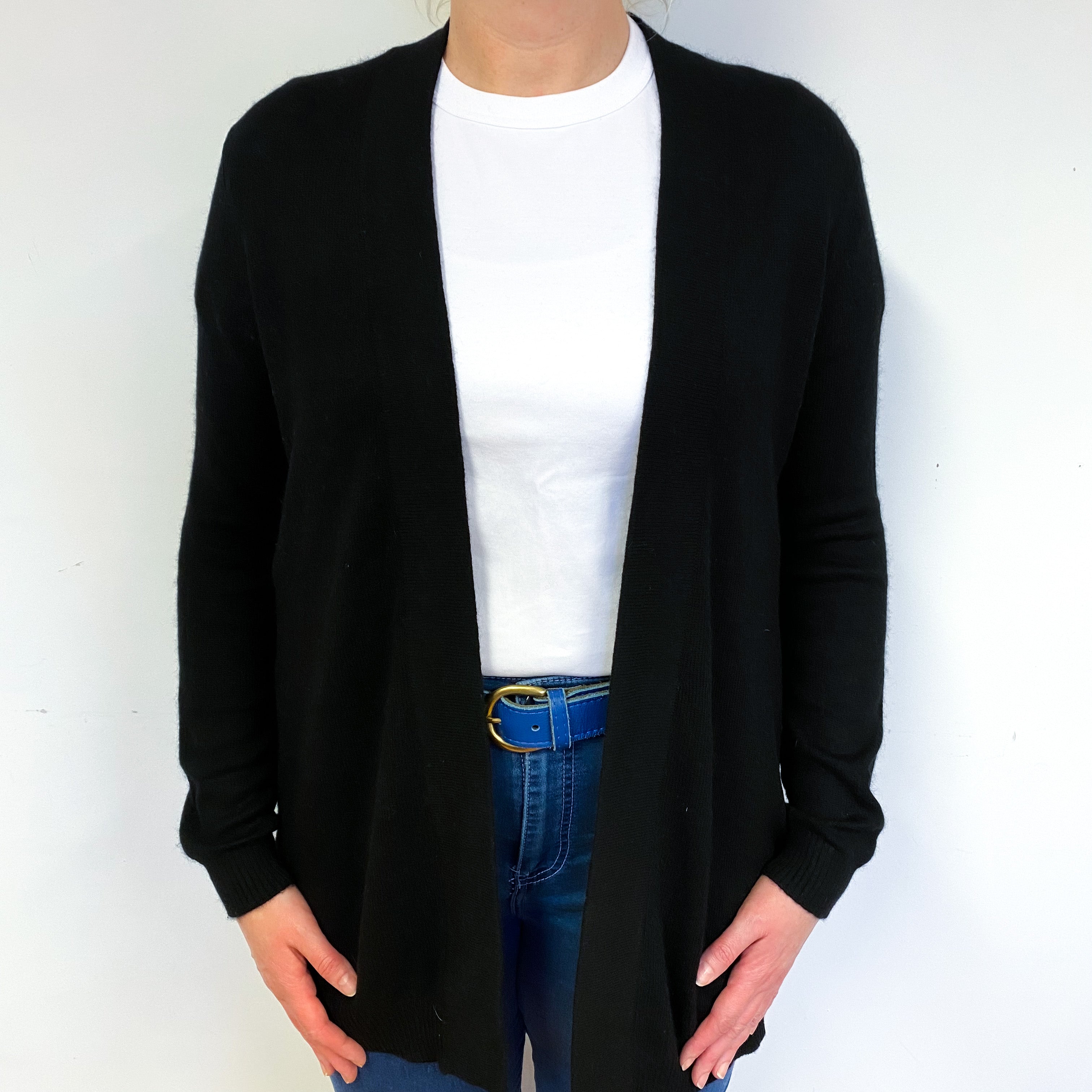 Black Cashmere Edge to Edge Cardigan Large