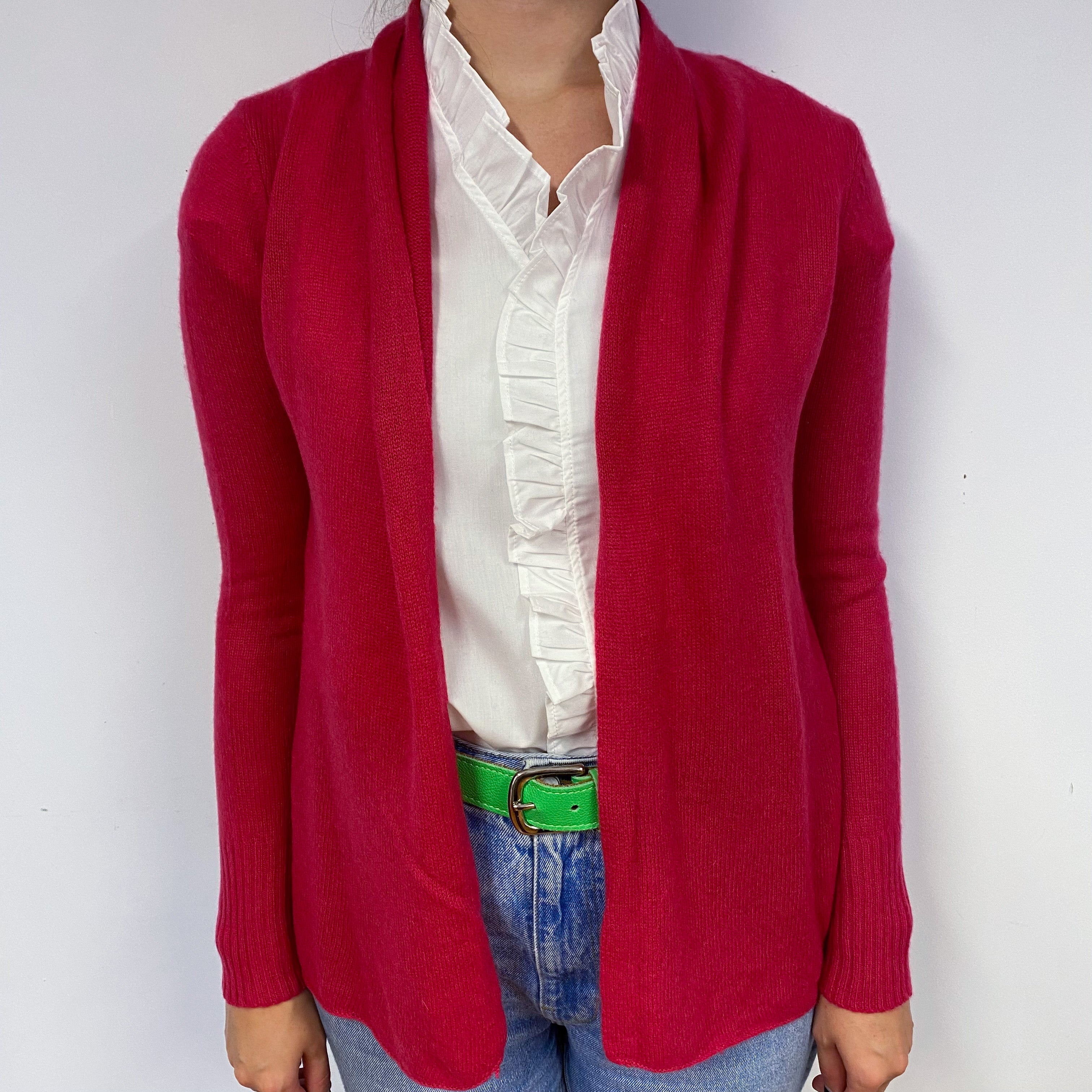 Ruby Red Cashmere Edge to Edge Cardigan Small