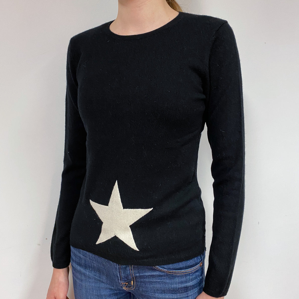 Black Star Cashmere Crew Neck Jumper Extra Small