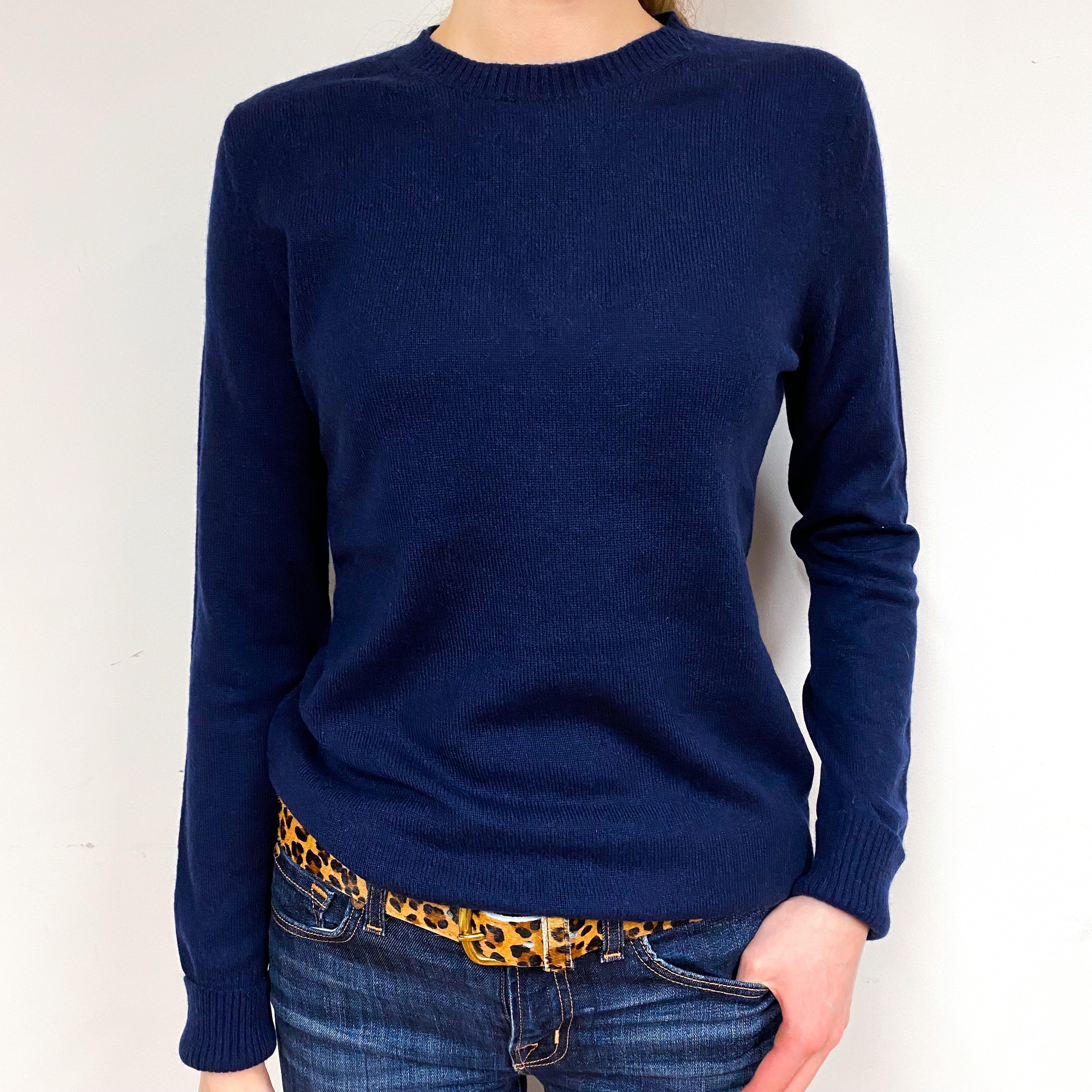 Navy Blue Cashmere Crew Neck Jumper Extra Small