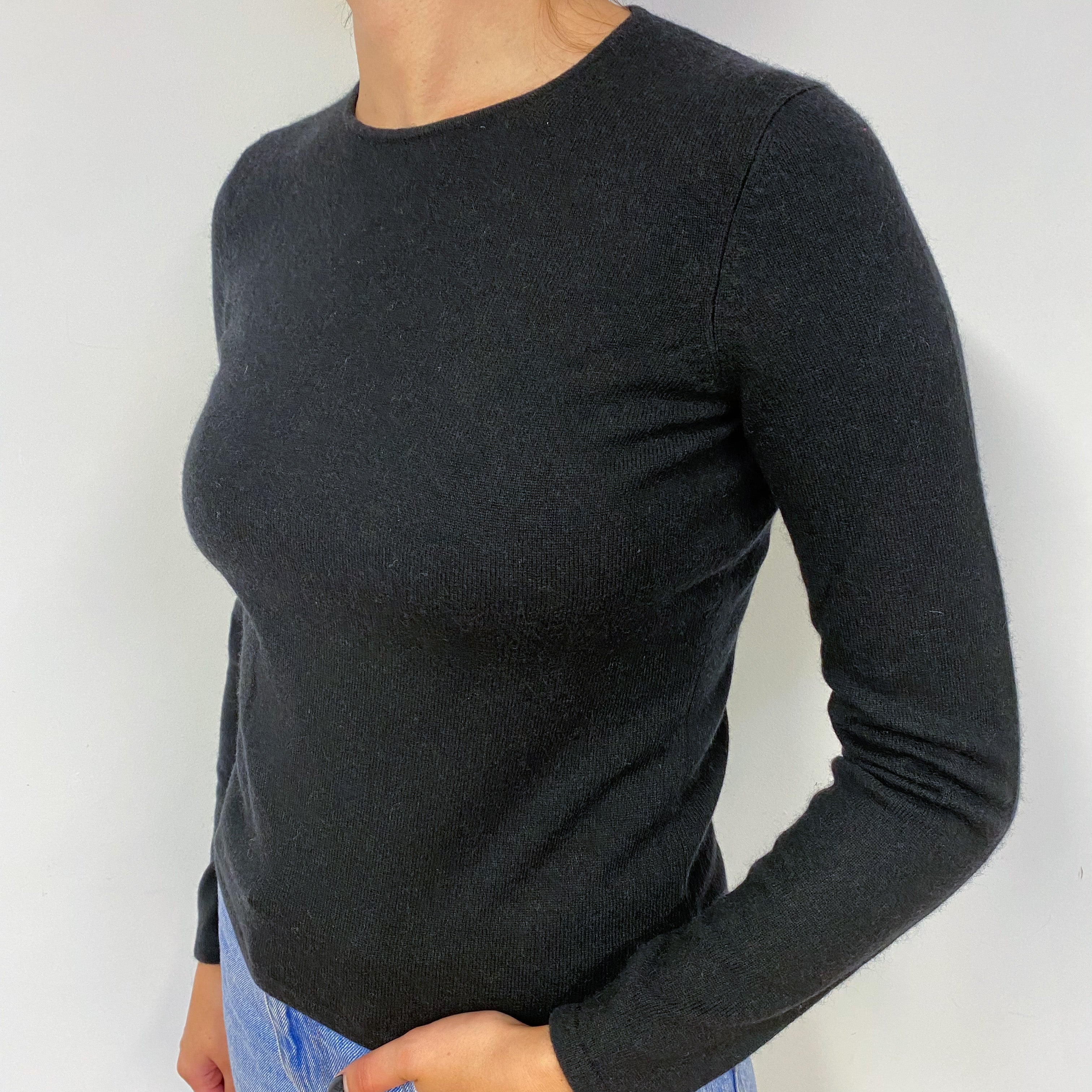 Black Cashmere Crew Neck Jumper Small