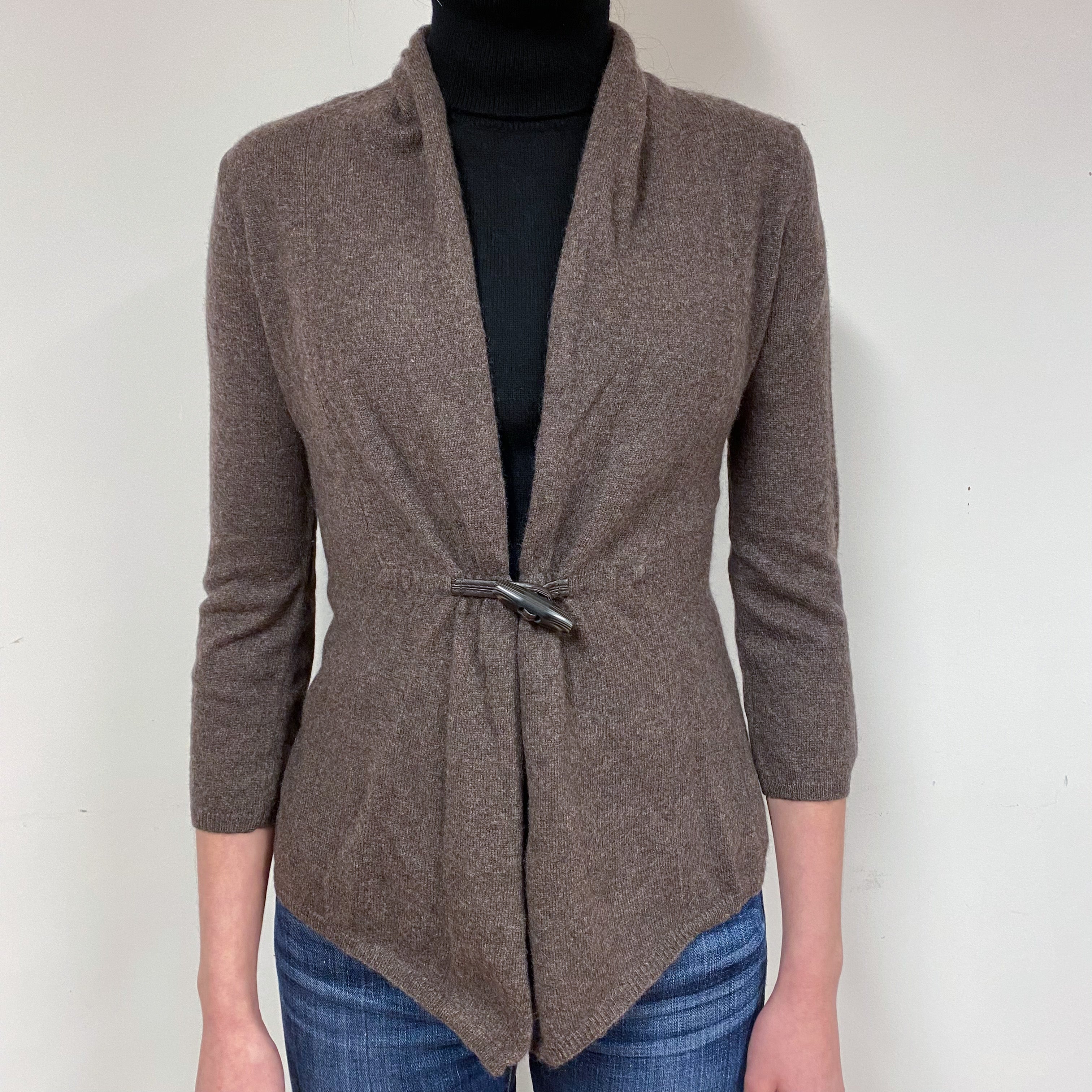 Mole Brown Cashmere V-Neck Cardigan Extra Small