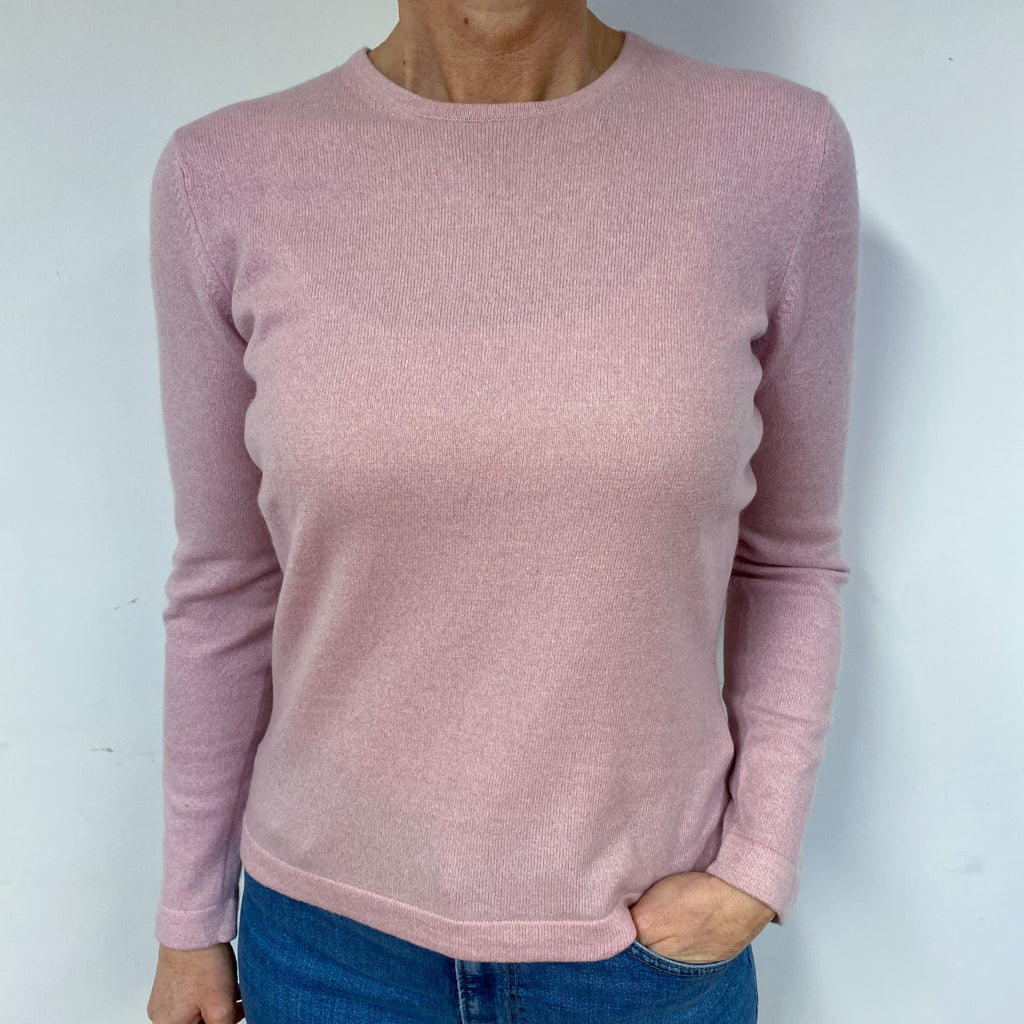 Carnation Pink Cashmere Crew Neck Jumper Medium
