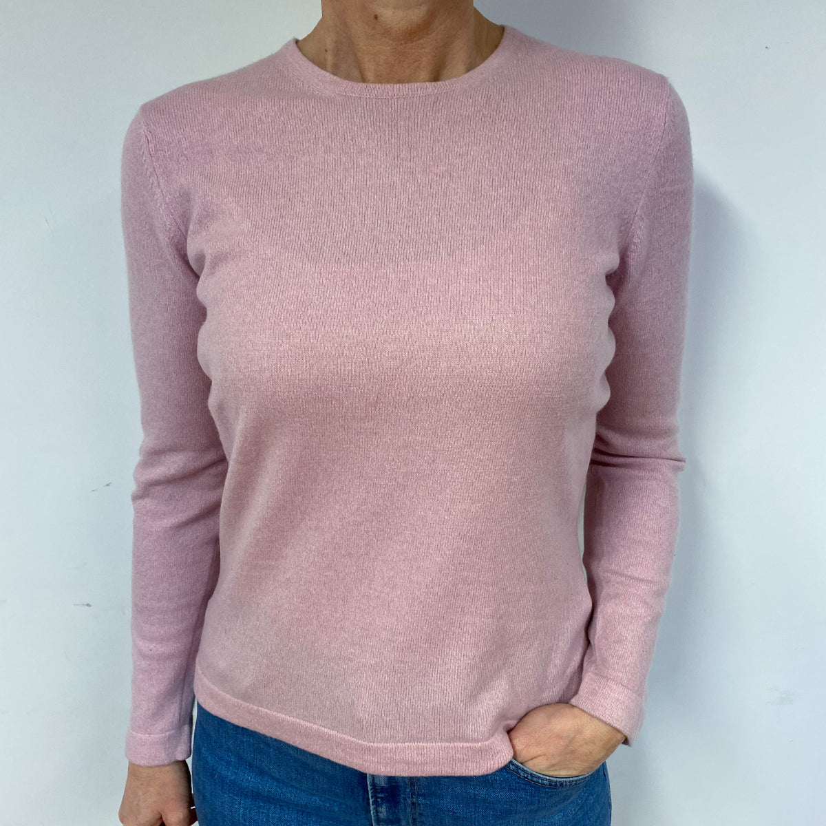 Carnation Pink Cashmere Crew Neck Jumper Medium
