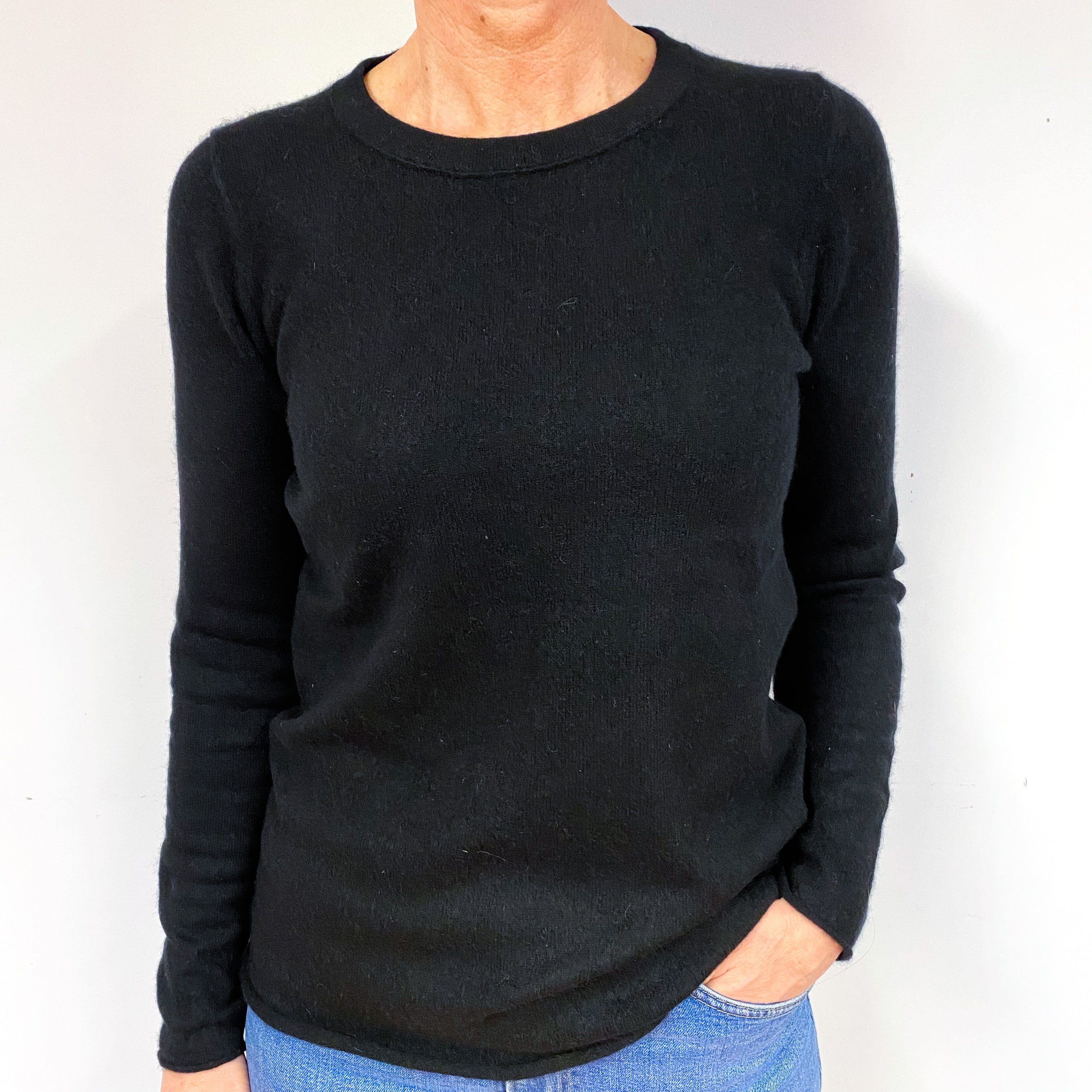 Black Cashmere Crew Neck Jumper Medium