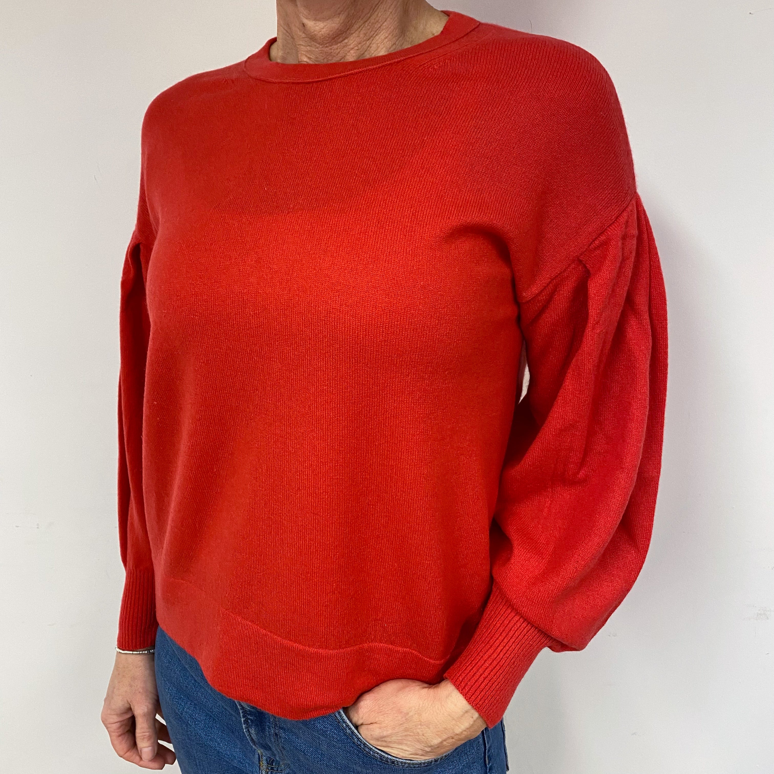Vermillion Orange Cashmere Crew Neck Jumper Medium