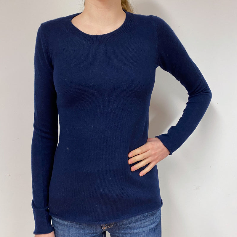 Navy Blue Cashmere Crew Neck Jumper Extra Small