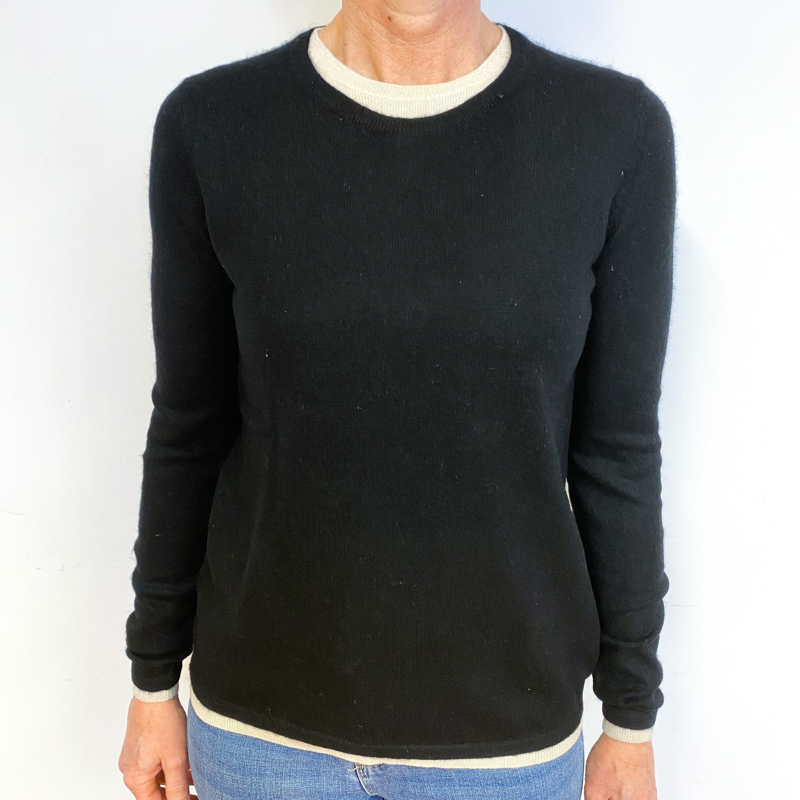 Black Cashmere Crew Neck Jumper Medium