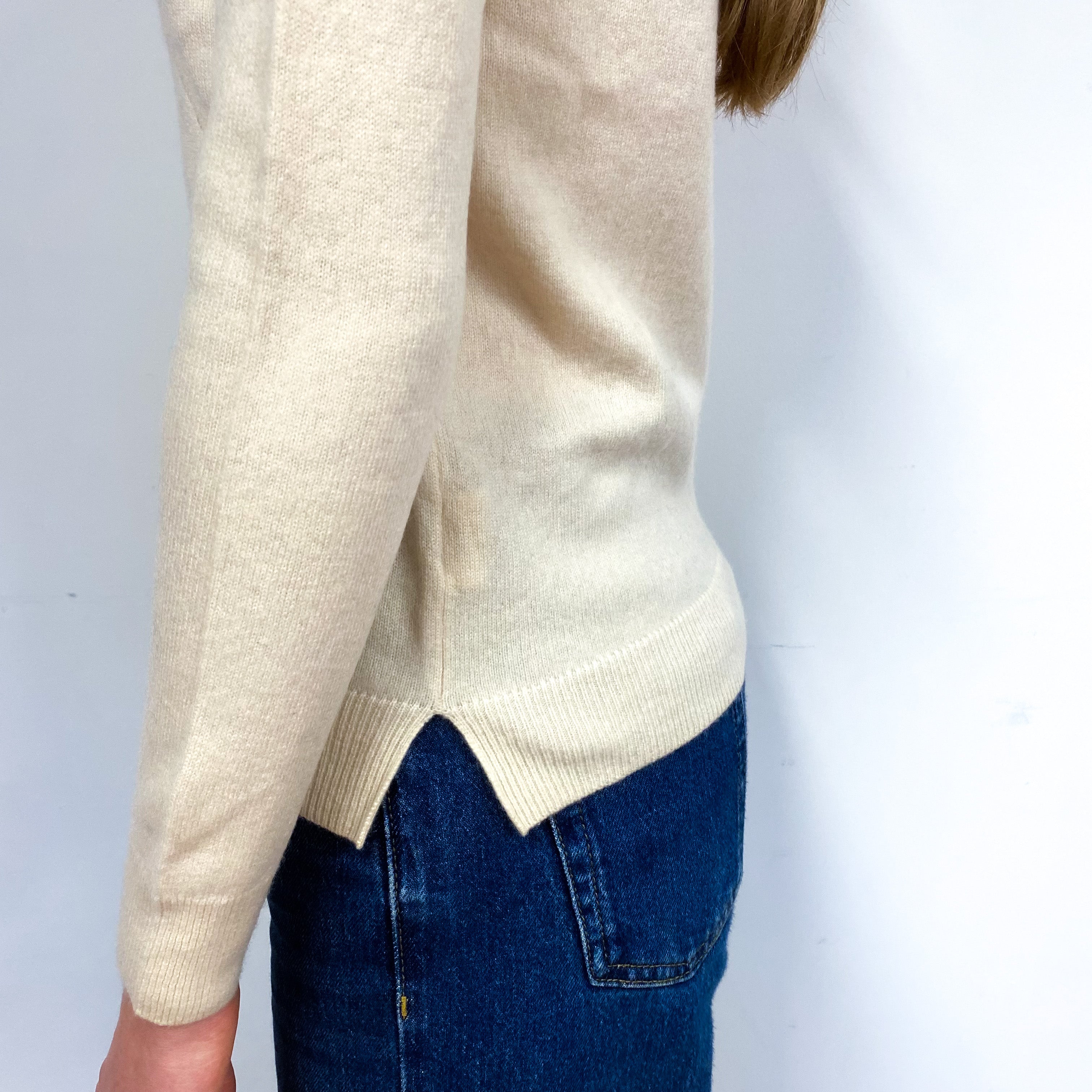 Cream Cashmere V-Neck Jumper Extra Small