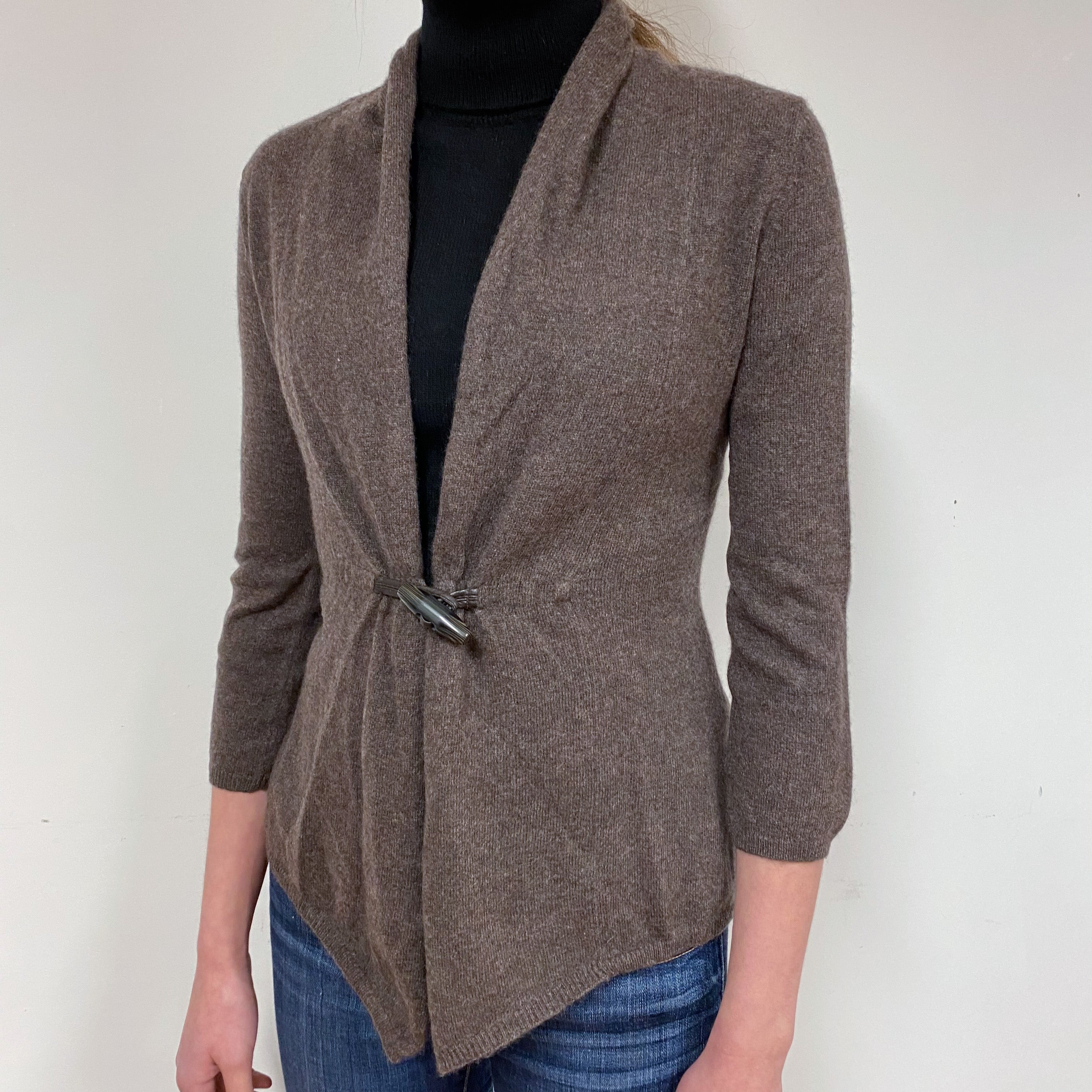 Mole Brown Cashmere V-Neck Cardigan Extra Small