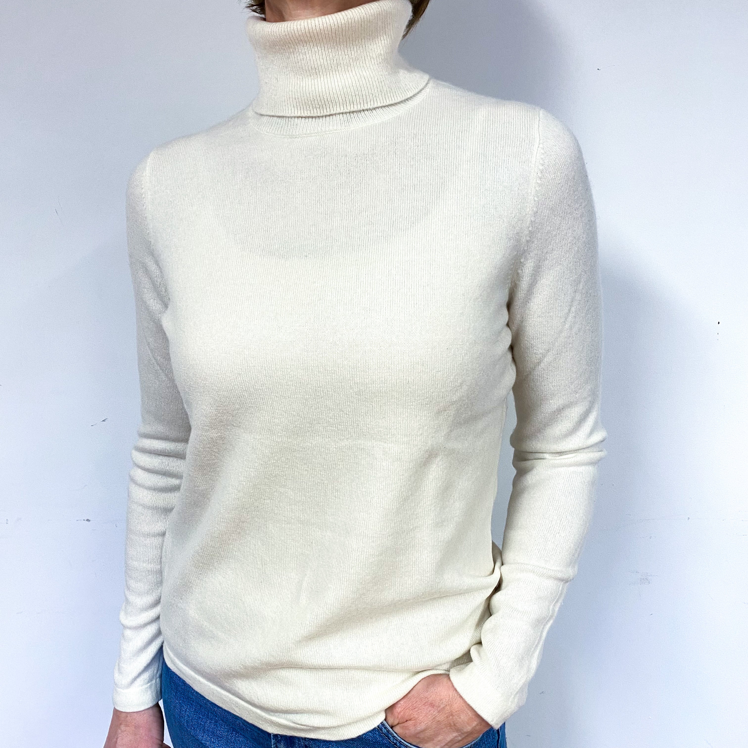 Cream Cashmere Polo Neck Jumper Medium