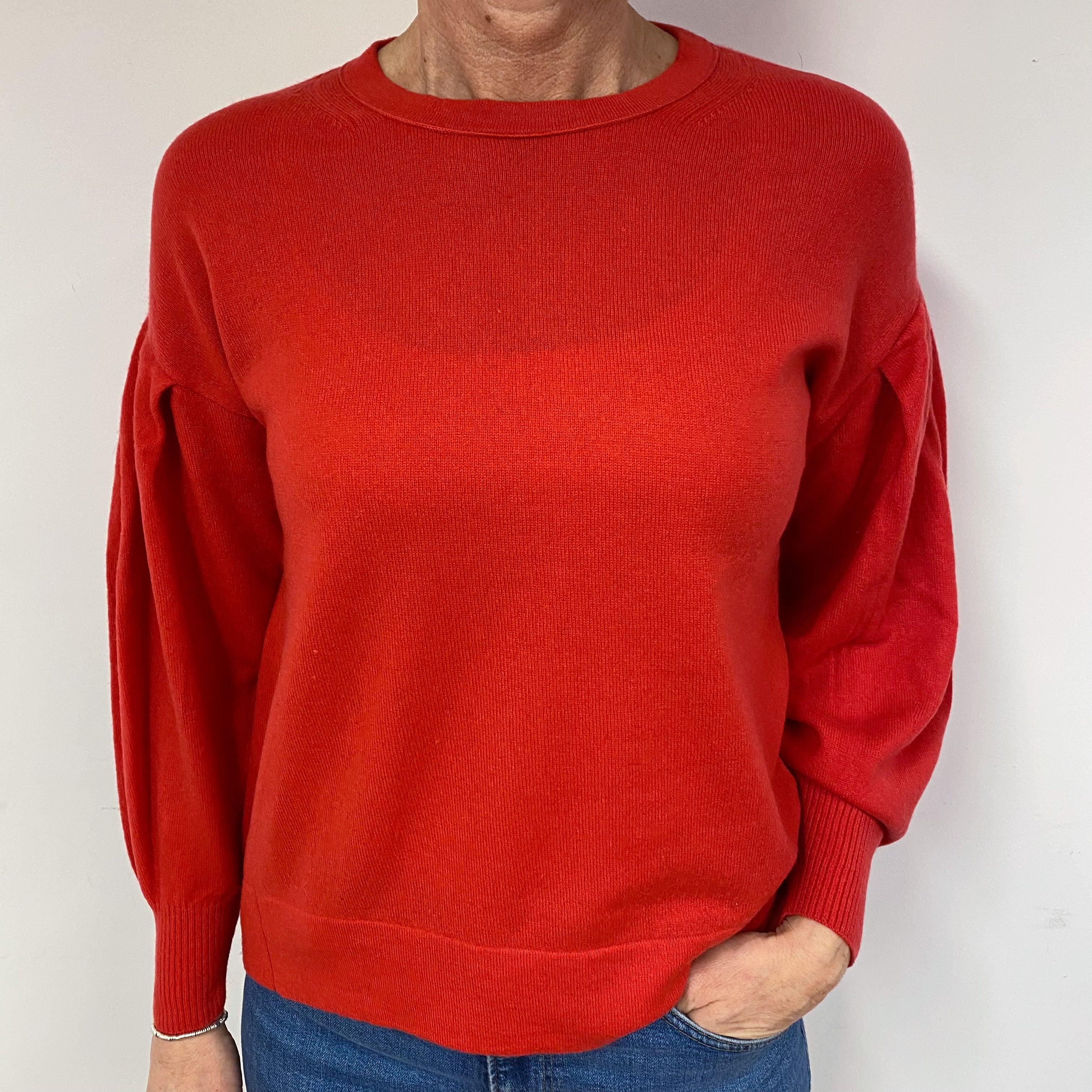 Vermillion Orange Cashmere Crew Neck Jumper Medium