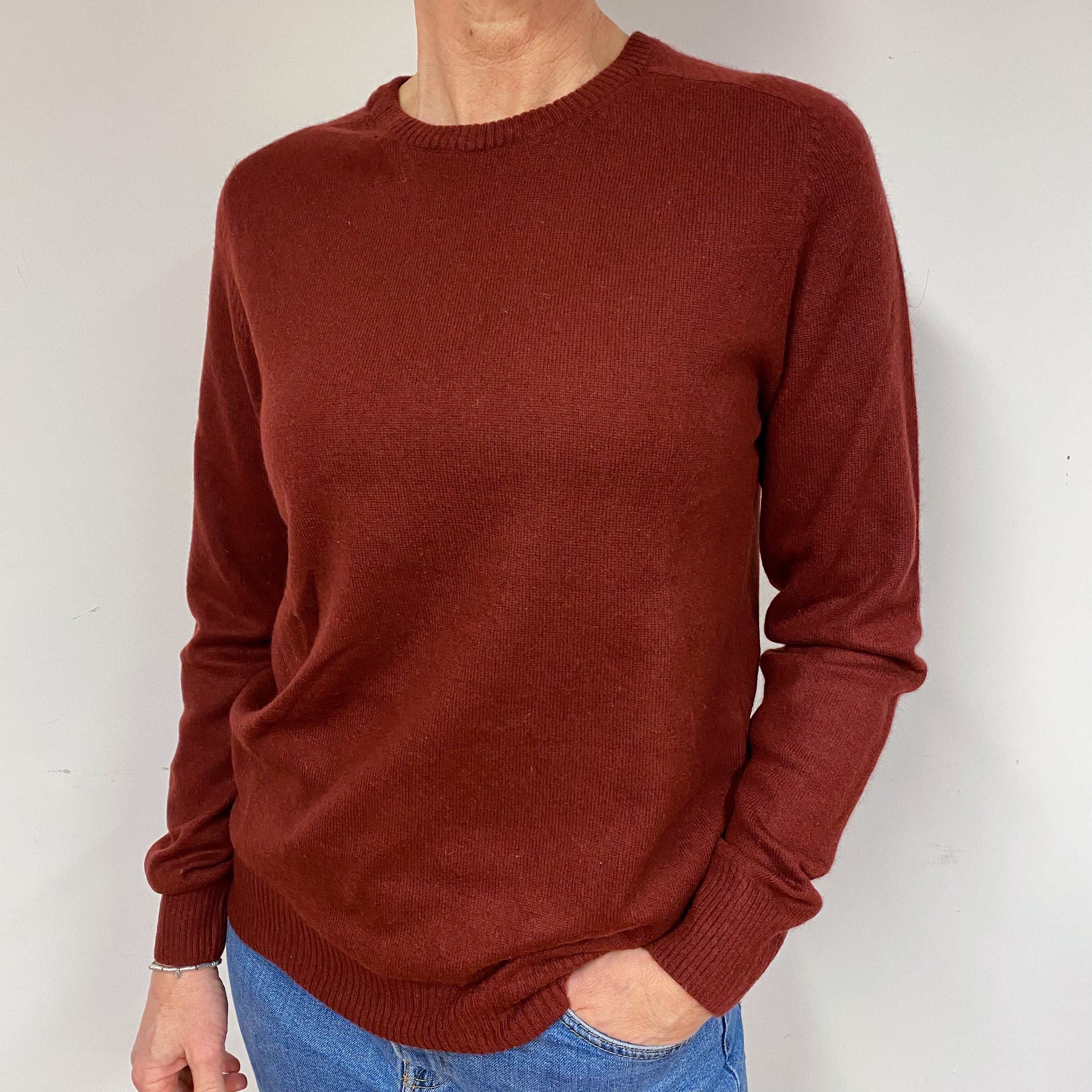 Maroon Red Cashmere Crew Neck Jumper Medium